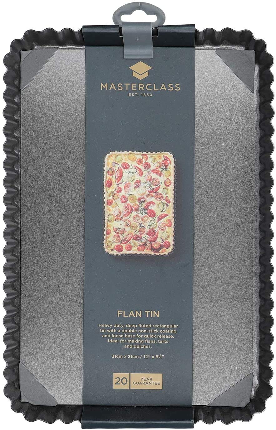Masterclass Kcmchb55 31 X 21 Cm Loose Bottomed Tart Tin With Pfoa Non Stick, Robust 1 Mm Thick Carbon Steel, 12 X 8.5 Inch Flute