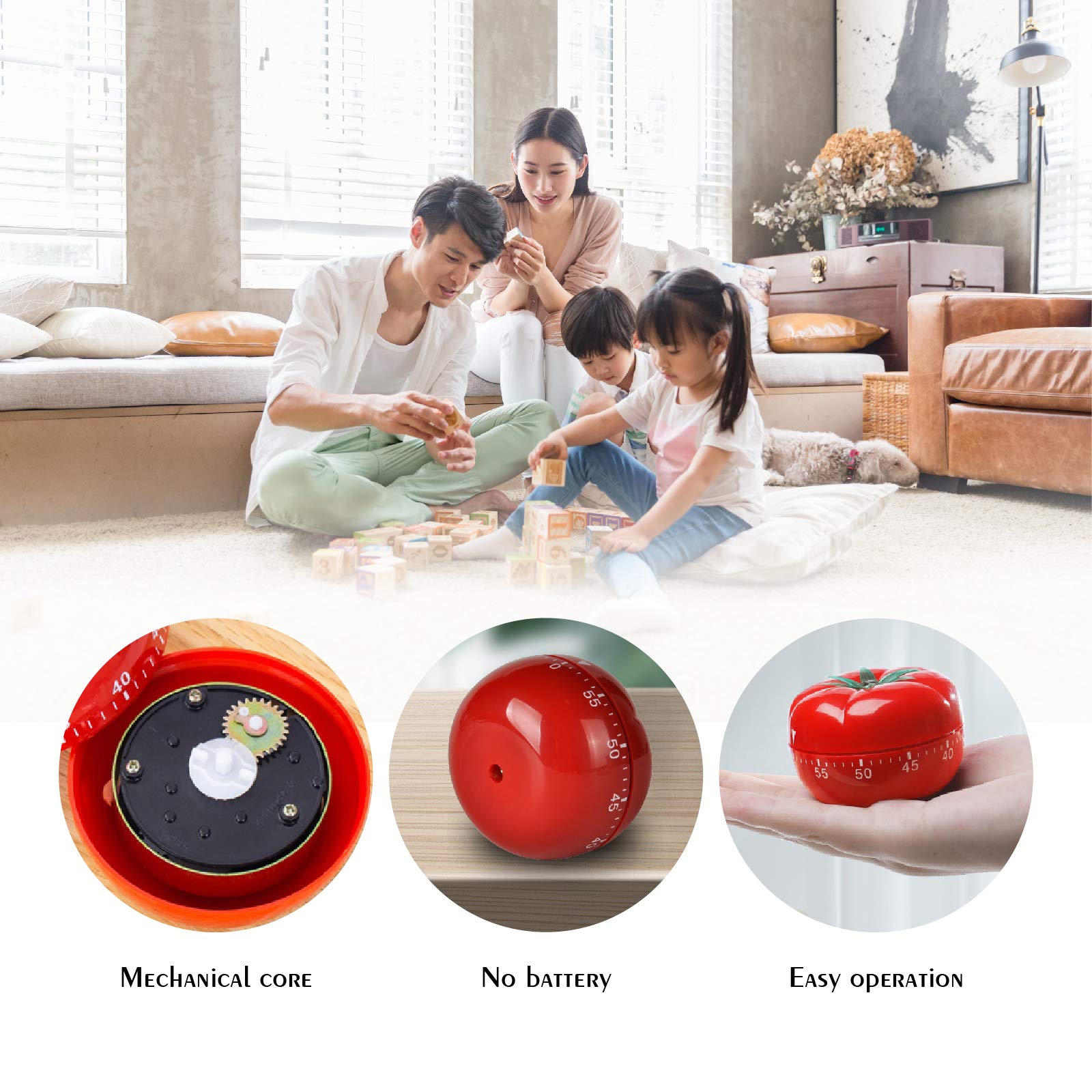 Jayron Jr-Wg017 Kitchen Cooking Timer Tomato Cartoon Mechanical Countdown Hour Meter For Cooking Homework Baking Learning Body-B