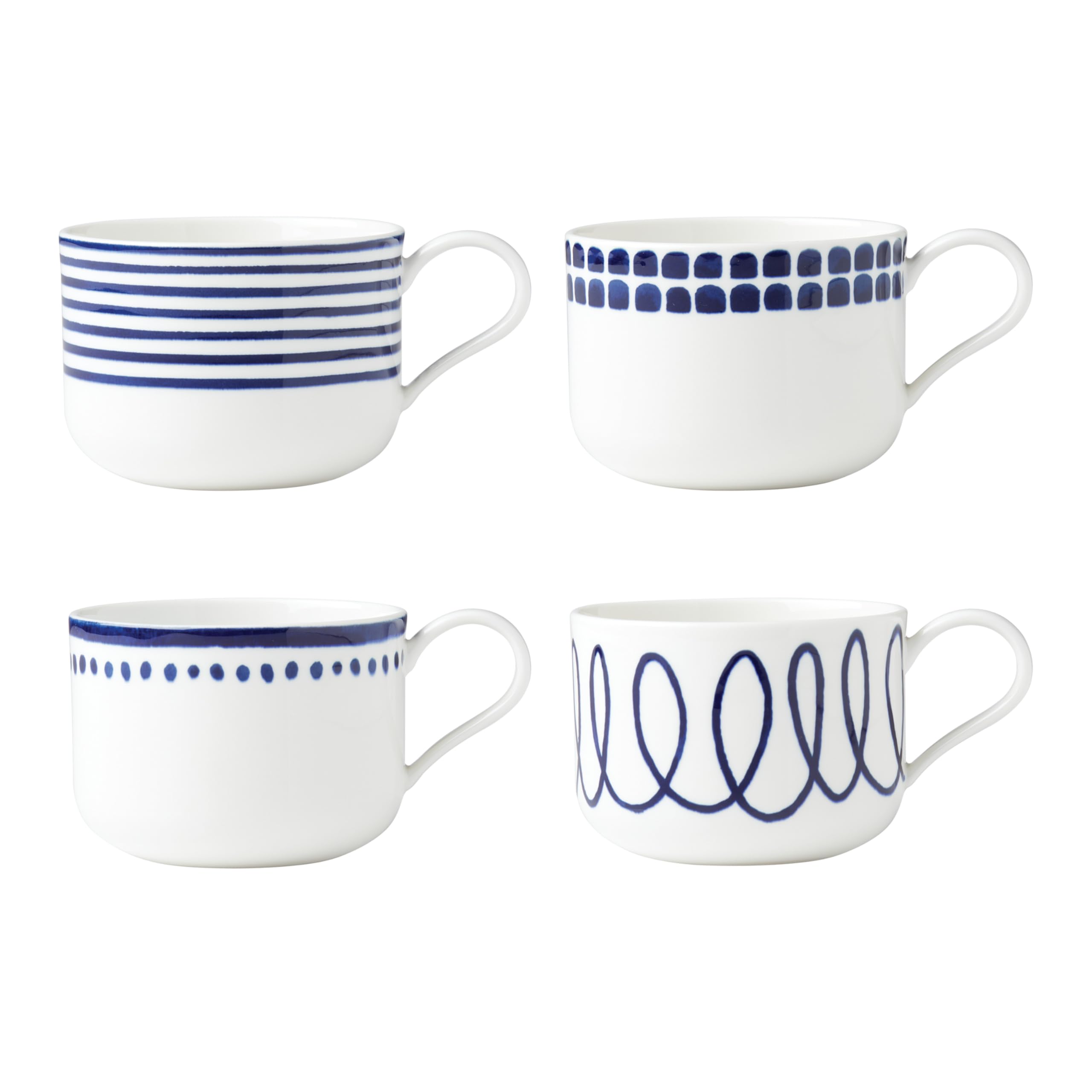 kate spade new york Charlotte Street 4-Piece Assorted Mugs, Blue