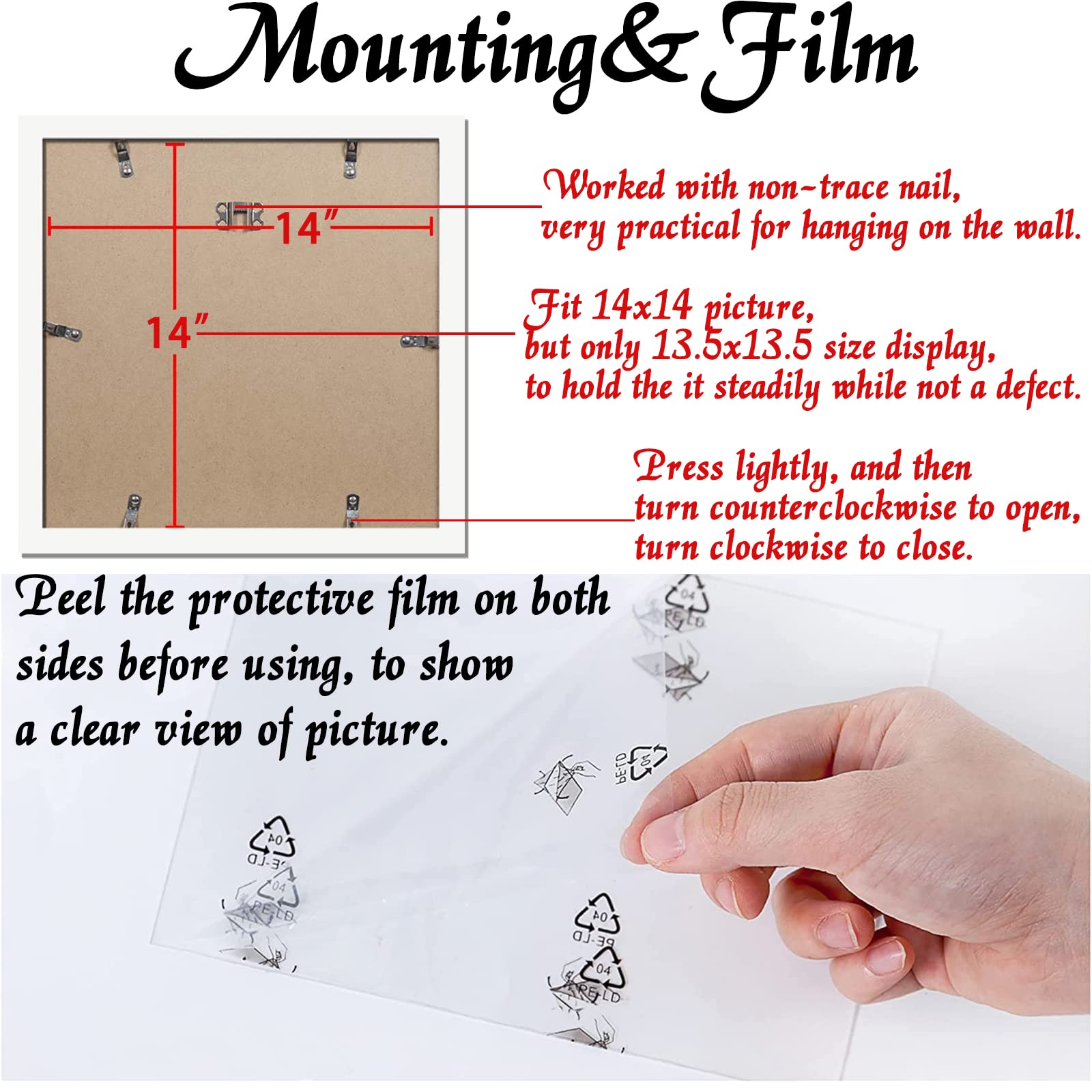 ijuerybai White 14x14 Picture Frame Set of 3, High Transparent Frame for 14 By 14 Square Photo Collage Canvas Poster Size Wall M