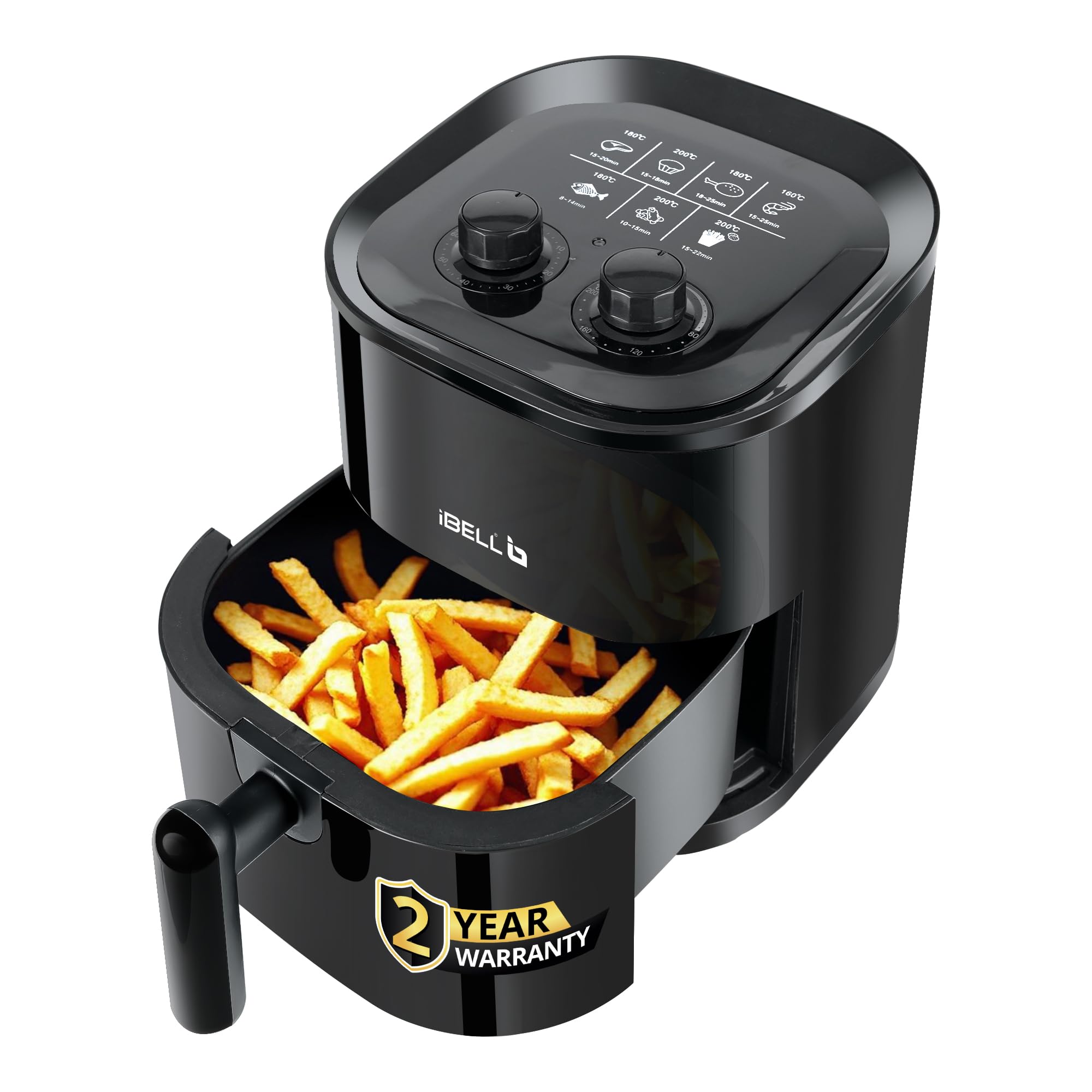 Ibell Aerofry422M Air Fryer 4.2 Litre - 1500W, Multiple Cooking Options, Dishwasher Safe, Nonstick Coating, Adjustable Time & Te