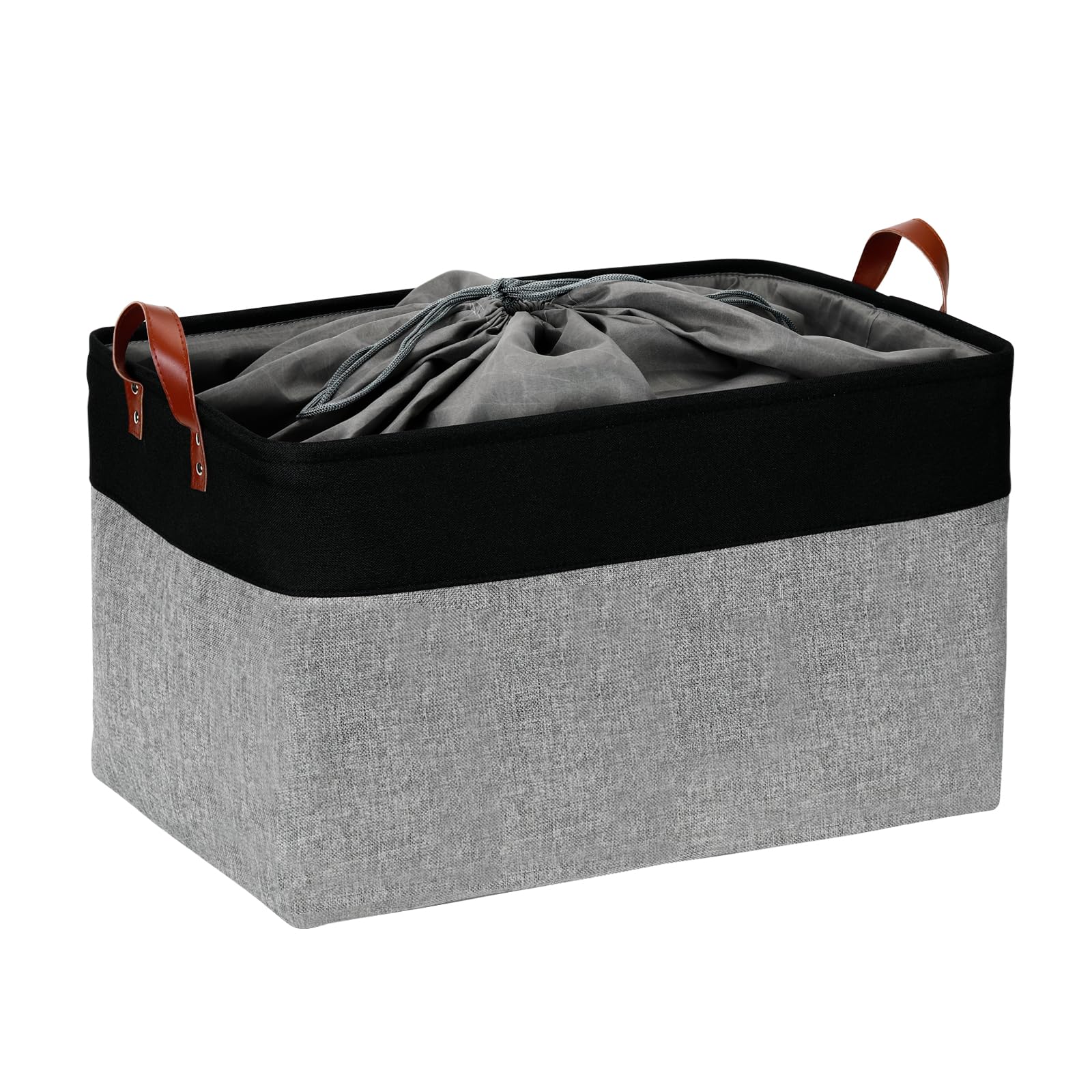 Dullemelo Extra Large Canvas Fabric Storage Basket, 70L Foldable Closet Storage Bin With Handles, 22'' Large Blanket Basket Livi