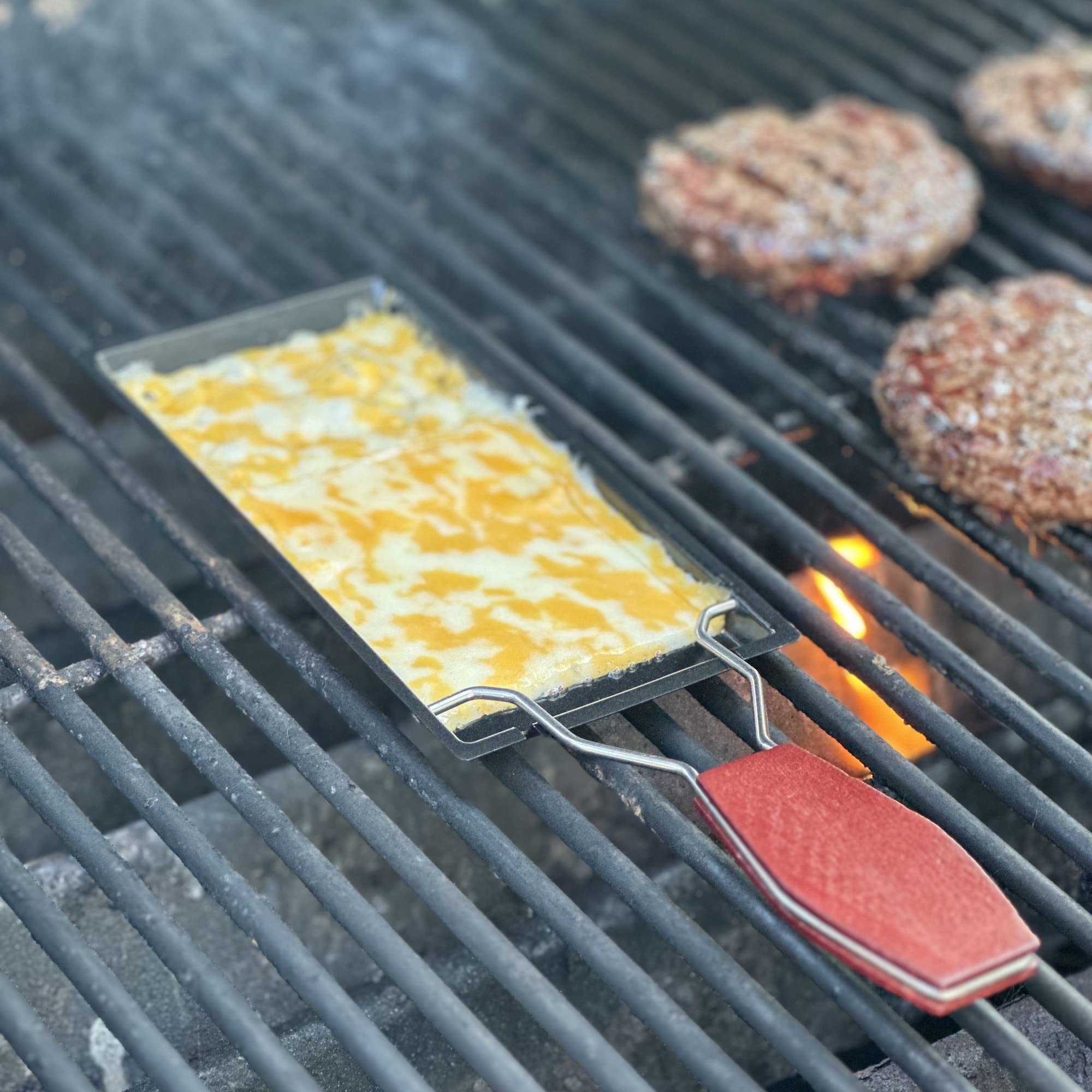 Outset Non-Stick Cheese Melt Pan, 12" Carbon Steel Raclette, Black, Model 66613