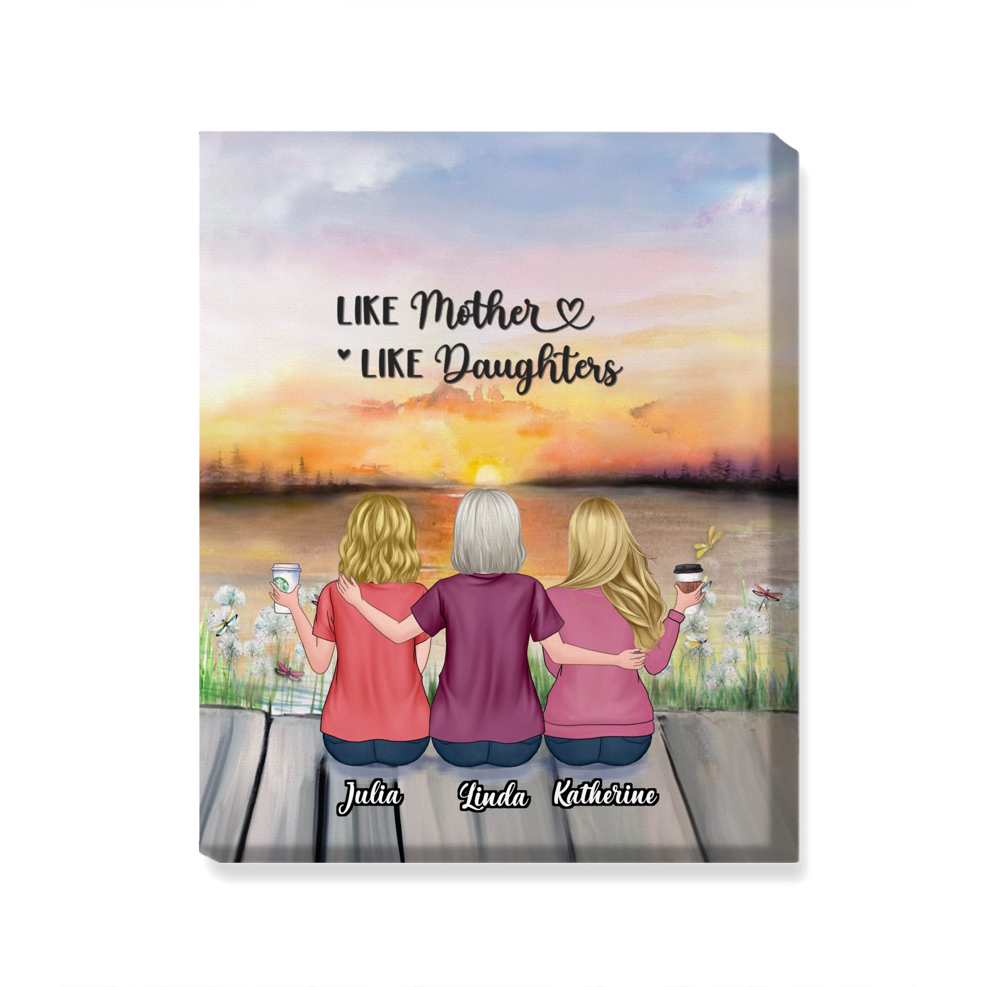 Gossby Custom Mom Wrapepd Canvas - Custom Gift For Mom From 2 Daughters With Design, Name - Mother Daughter Art Gift - Mothers D