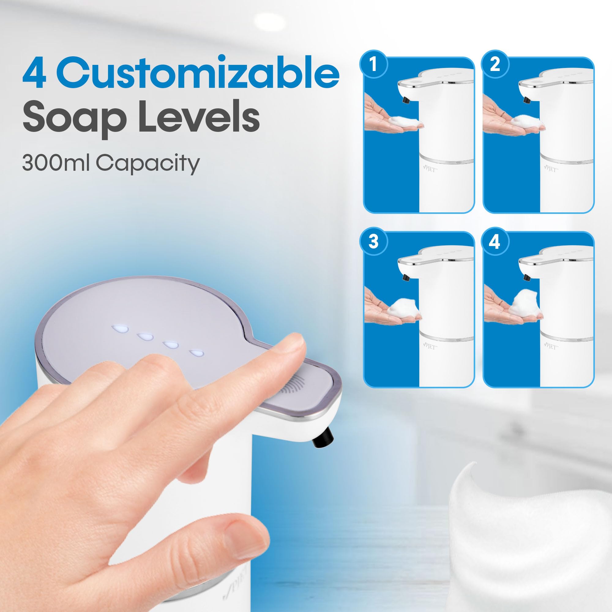 Pjet Automatic Foam Handwash Dispenser | Smart Touchless Soap Holder For Bathroom, Office, Kitchen (350 Ml) Plastic