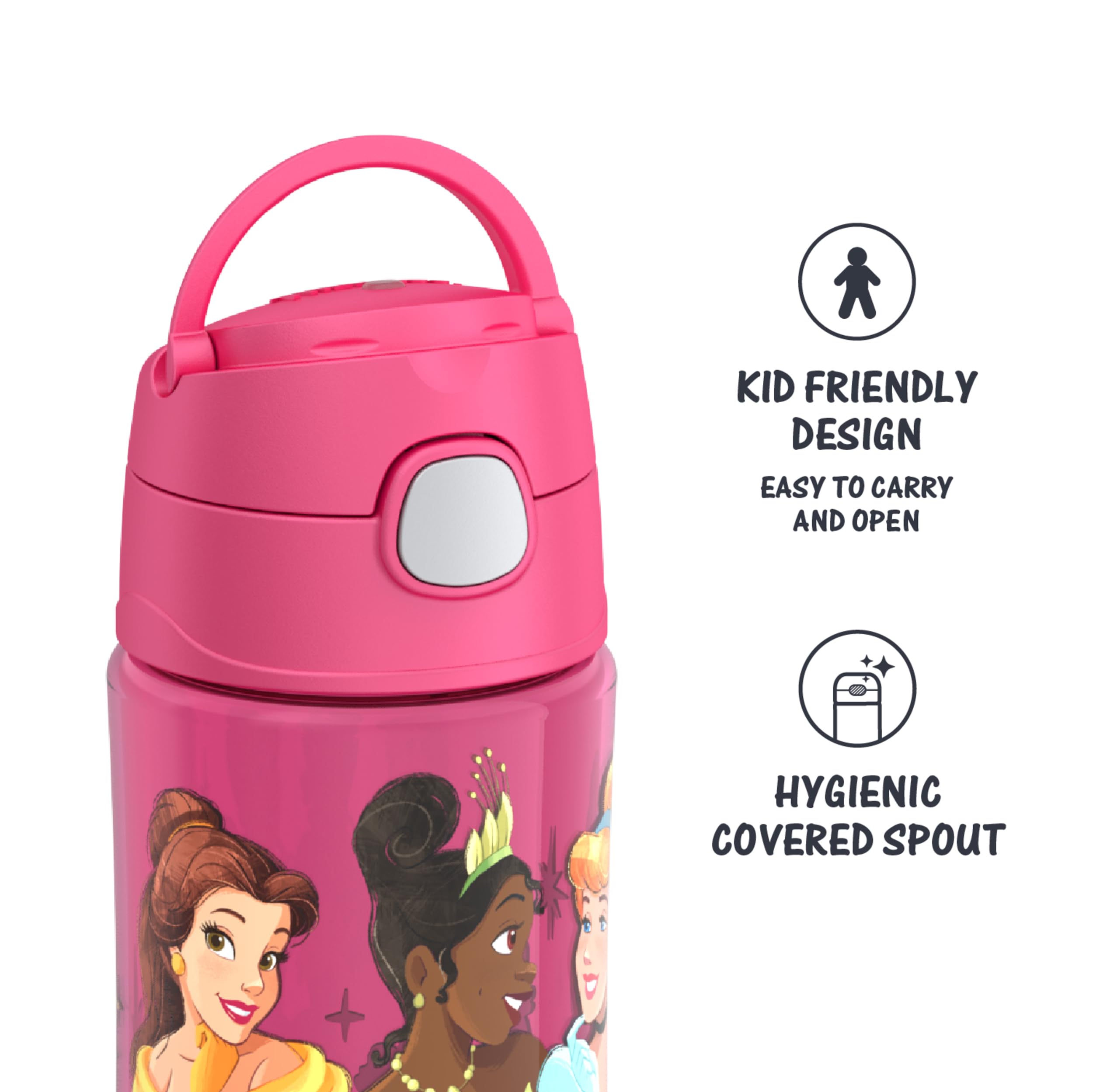 Thermos Funtainer 16 Ounce Plastic Hydration Bottle With Spout, Princess