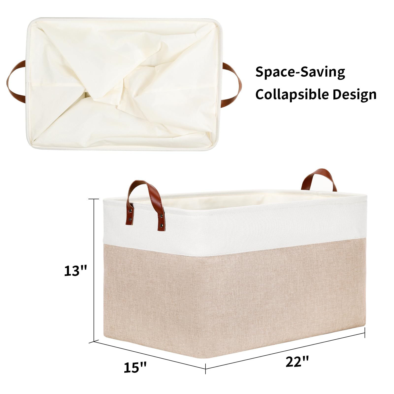 Dullemelo 70L Extra Large Storage Bin, 22'' X 15'' X 13'' Oversized Storage Basket, Collapsible Storage Box, Fabric Clothes Toys