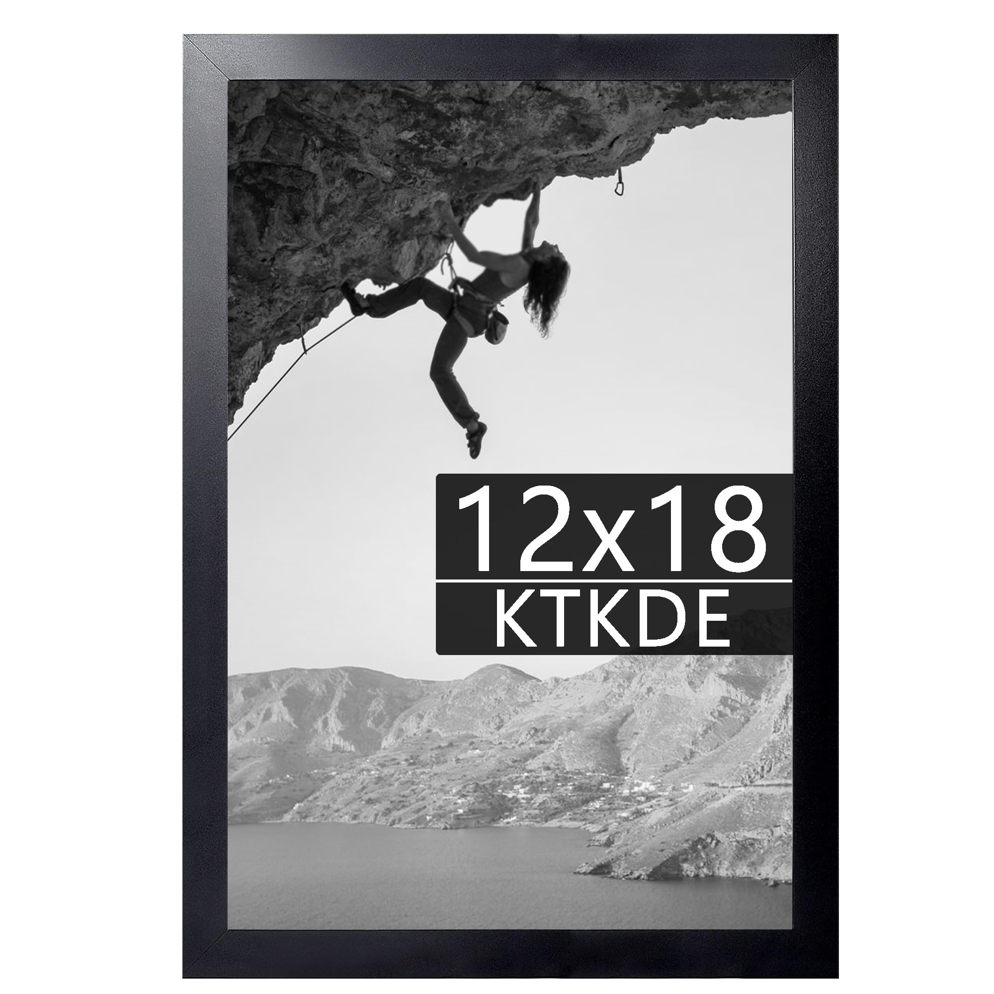 KTKDE 12x18 Picture Frame Black Wooden, Polished Plexiglass, Rectangle Photo Frame for Photos,Studio Gallery Wall Hanging Poster