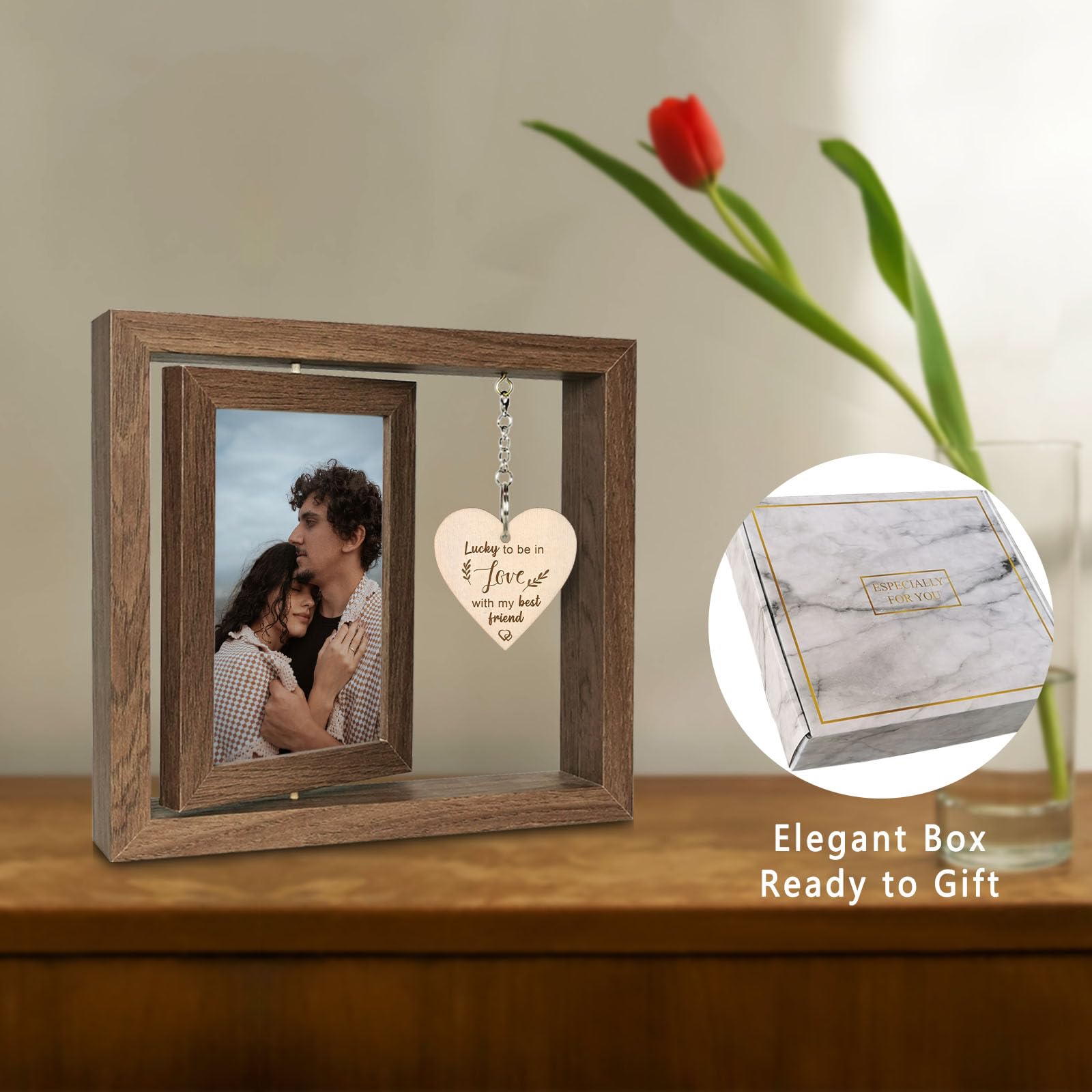 EYITUPC Lucky to Be in Love with My Best Friend Birthday Anniversary Picture Frame Boyfriend Girlfriend Husband Wife Fiance Coup