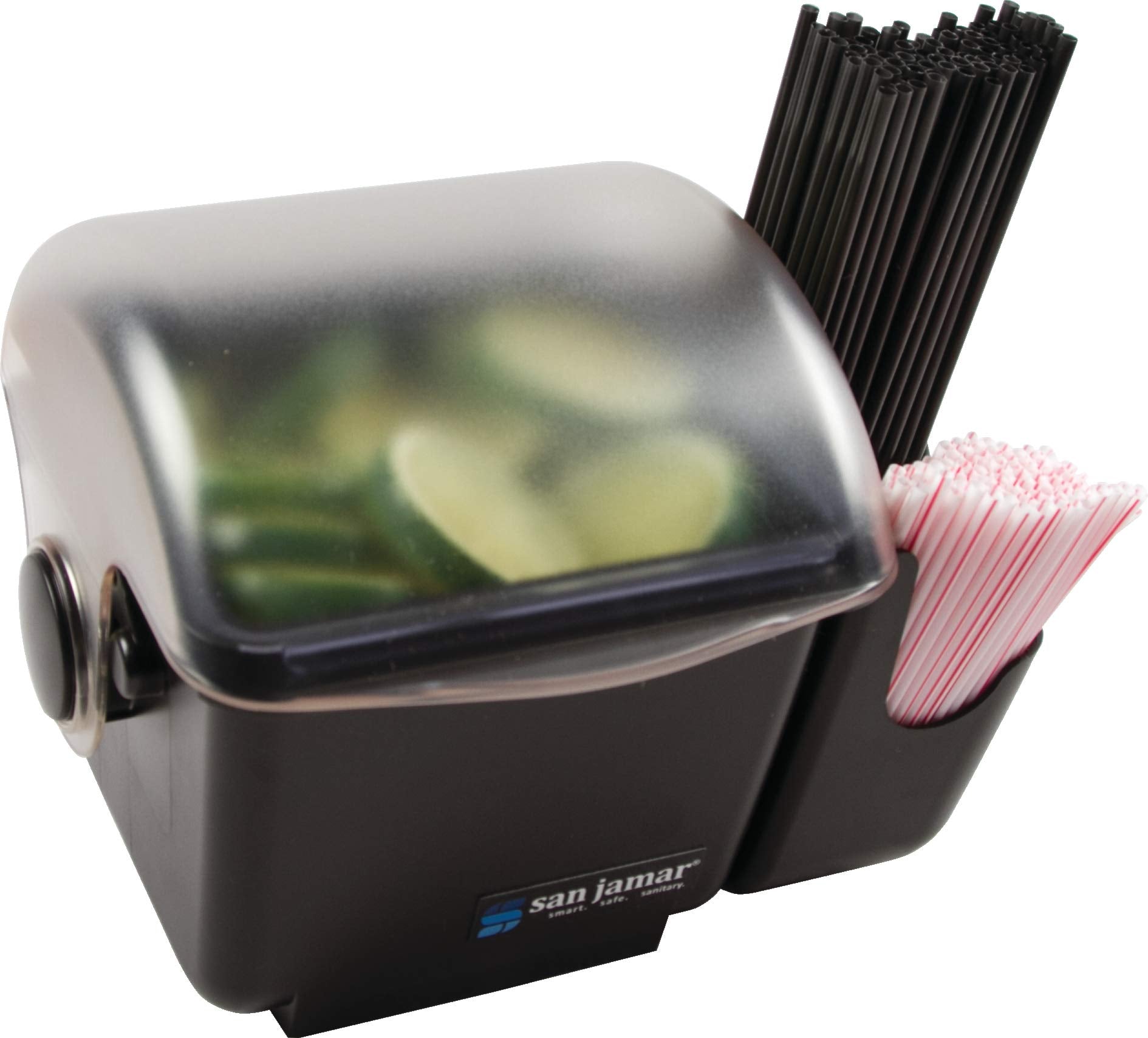 San Jamar Bd2002Car Mini Dome Garnish Center With Chillable Tray And Right Hand Caddy (1-Quart, Black, Nsf)