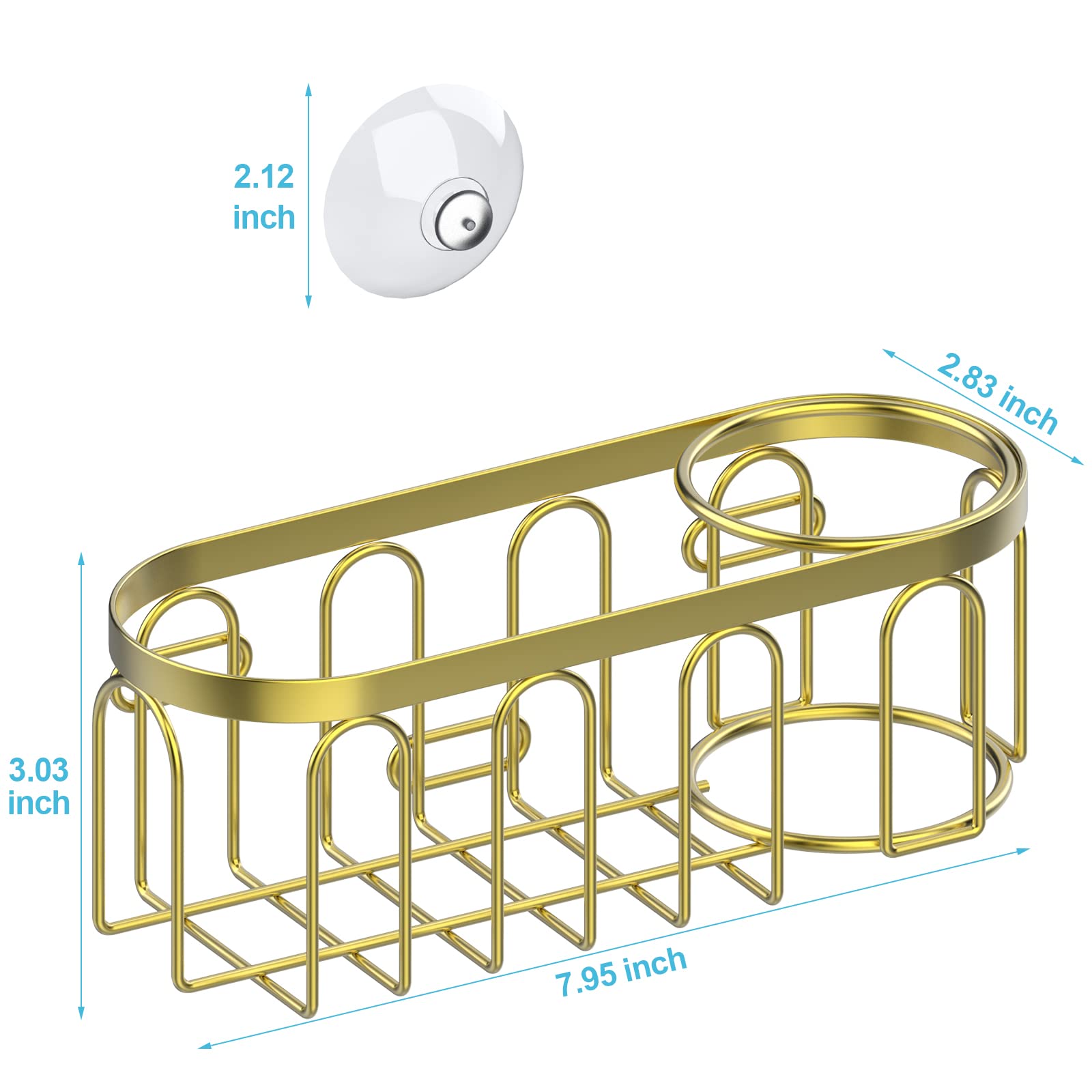 Yazoni 2-In-1 Sponge Holder For Kitchen Sink, Suction Cup Sponge Rack Kitchen Sink Caddy, No Drill Rustproof Kitchen Sink Organi