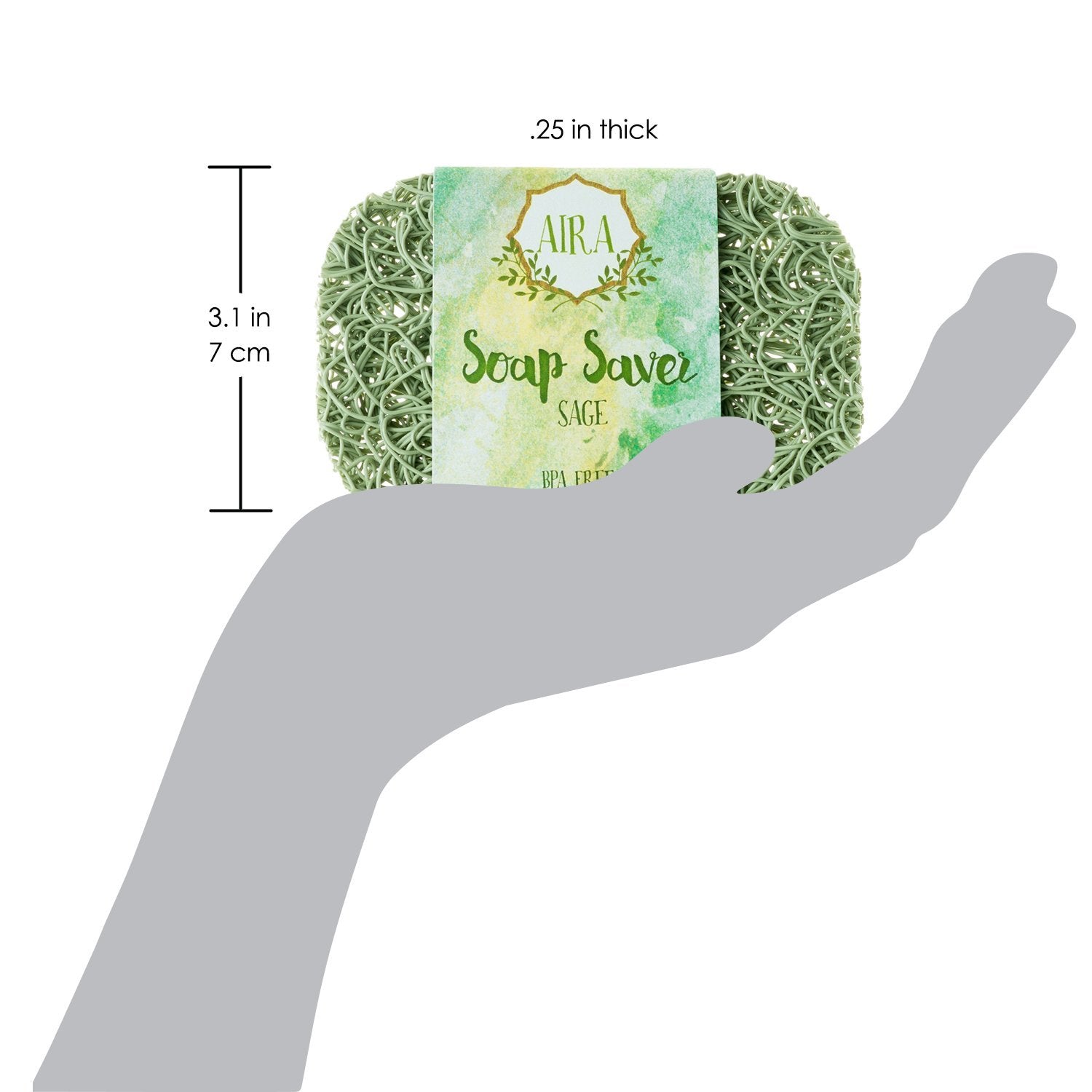 Aira Soap Saver Dish - BPA Free Plastic, Sage, 1 Pack, USA Made, Drains Water & Circulates Air, Easy to Clean
