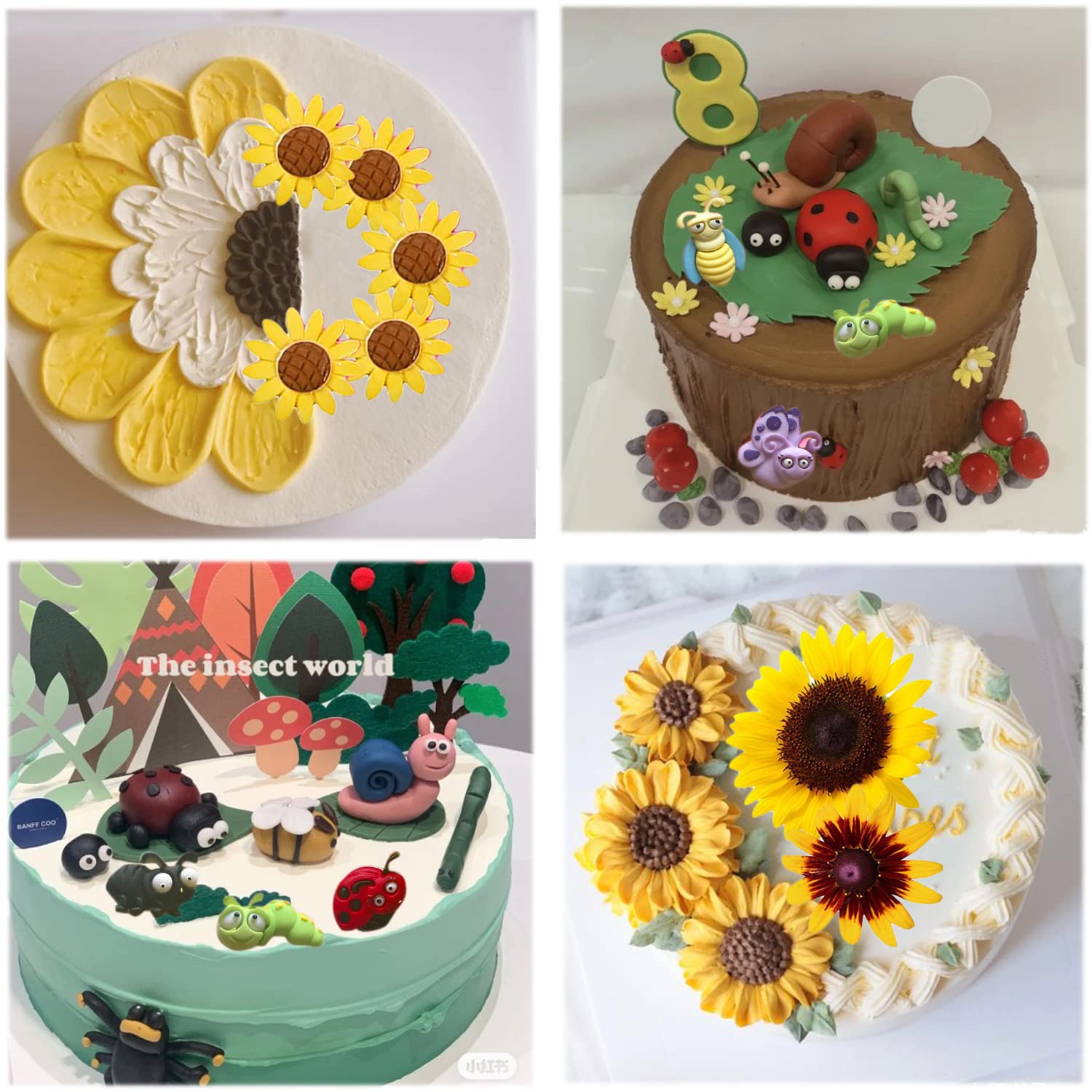 Mujiang Sunflower Silicone Fondant Molds Flower Bumble Bee Mold For Cake Decorating Cupcake Topper Chocolate Gum Paste Candy Pol