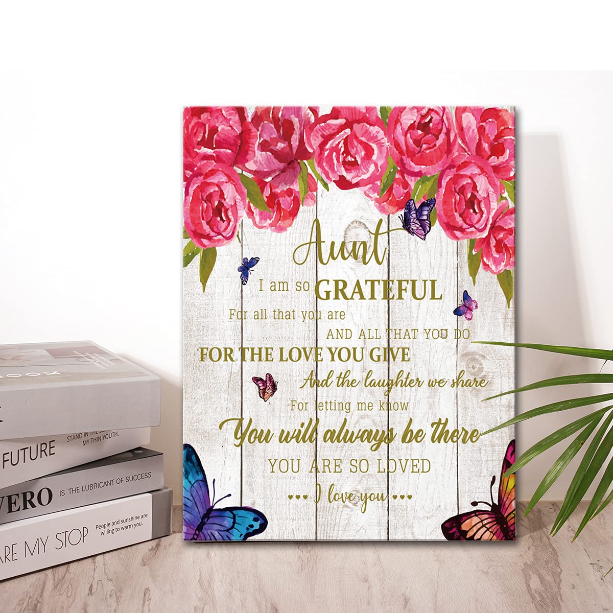 Aunt Wall Art,Aunt Gifts Wall Decor,Grateful Aunt Hangable Canvas Poem Prints Framed Poster Wall Art,Sentimental Gifts For Aunt