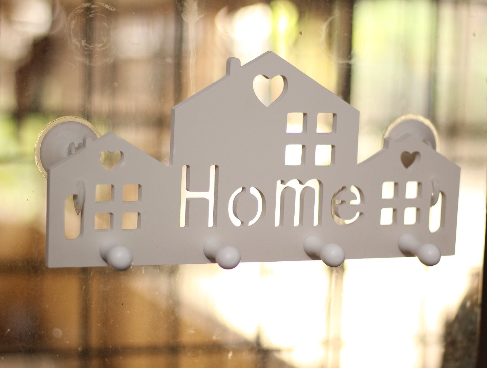 Lilone Key Holder Home Shape | 4 Hooks  11x5 Inch | Wall Hanging