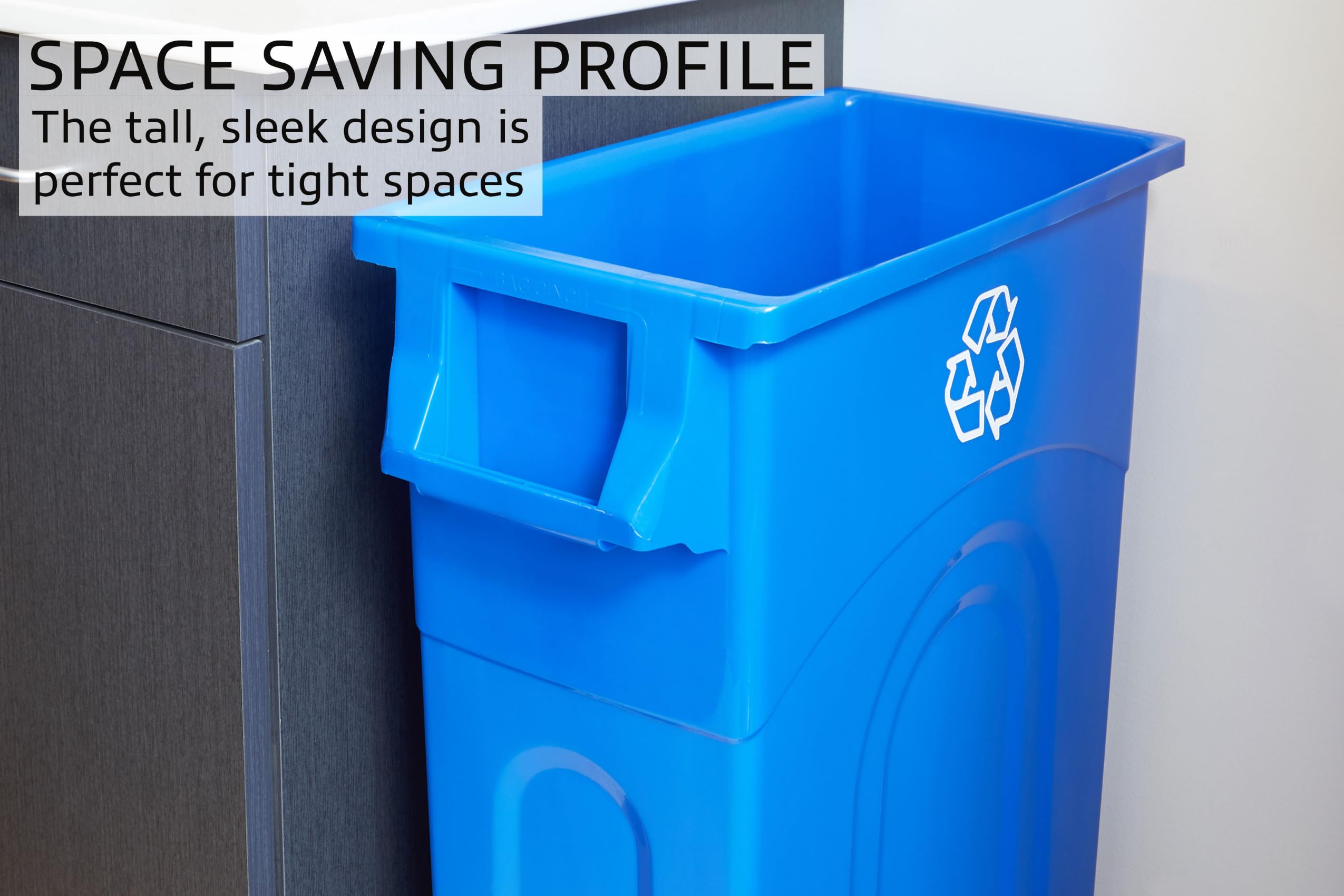United Solutions Highboy Recycling Container, 23 Gallon, Space Saving Slim Profile And Easy Bag Removal For Indoor Or Outdoor Us