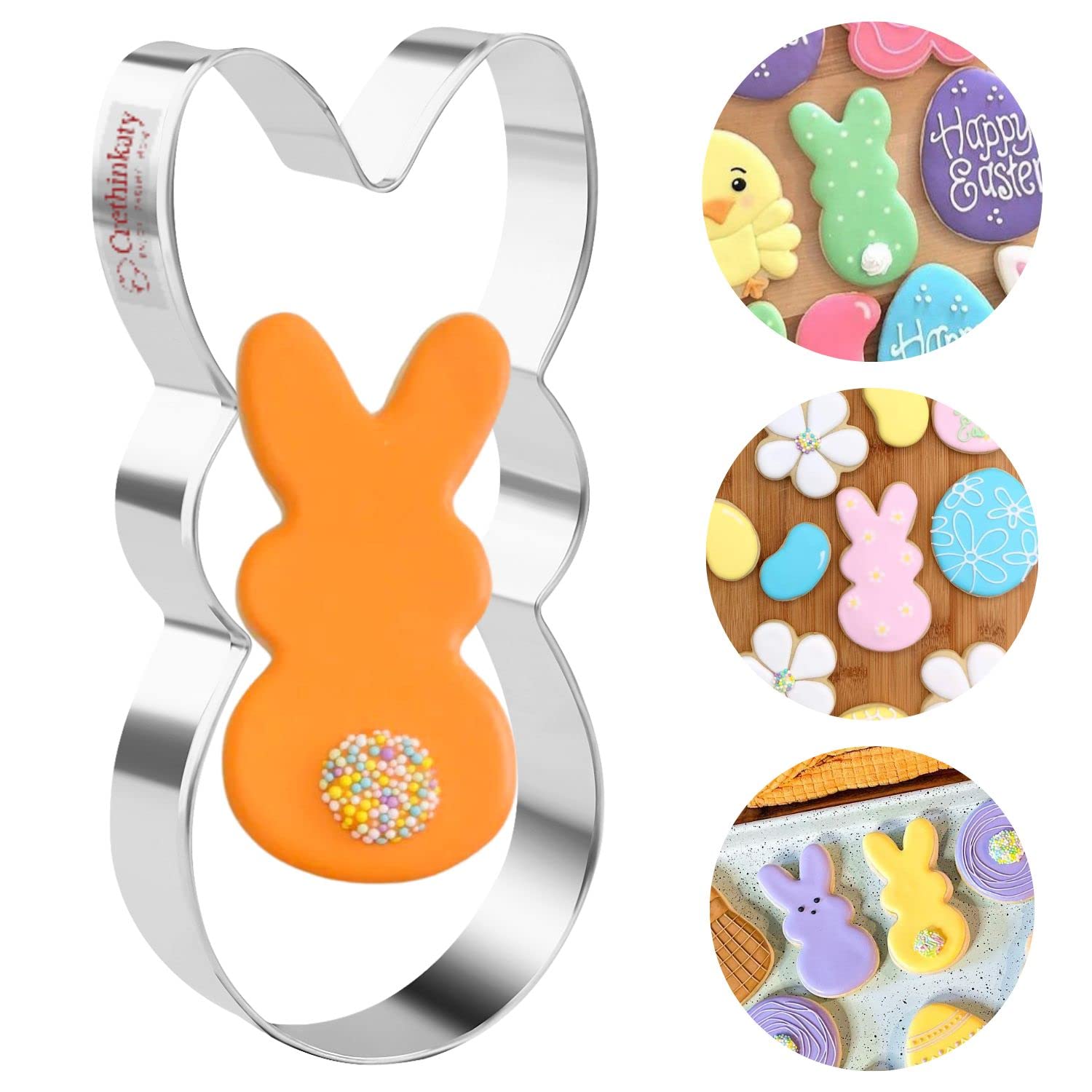 Crethinkaty Easter Bunny Cookie Cutter for Baking Rabbit Shape Cookie/Pastry/Biscuit Cutter for Holiday(3.7 * 1.8)