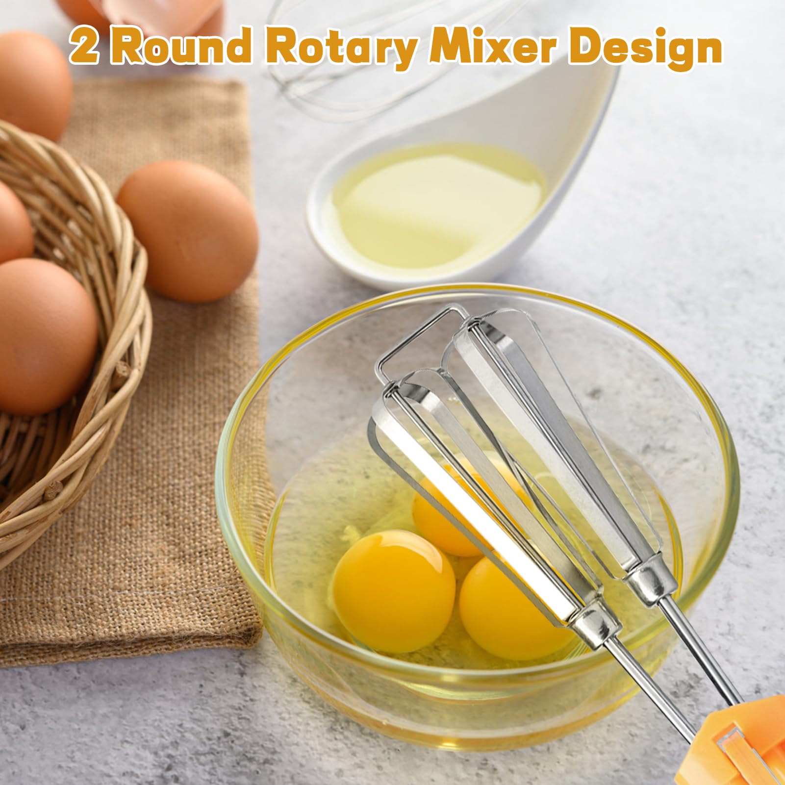 Stainless Steel Egg Whisk, Rotary Hand Crank Whisk Blender, Versatile Tool For Egg Beater, Milk Frother, Hand Push Mixer Stirrer
