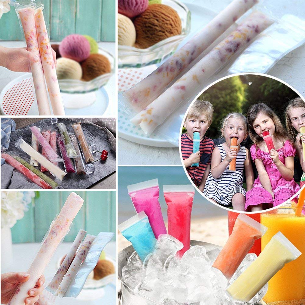 Febsnow 200 Pcs Pop Bags Pop Mold Bags Popsicle Pouches Popsicle Molds Bags Bpa Free Ice Pop Pouch With A Funnel For Yogurt, Ice