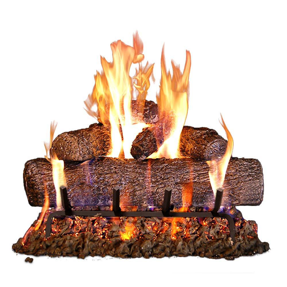 Realfyre Peterson 24-Inch Live Oak Gas Log Set - Vented Burner, Match Lit (Natural Gas), Hand-Painted Ceramic Logs, Complete Gas