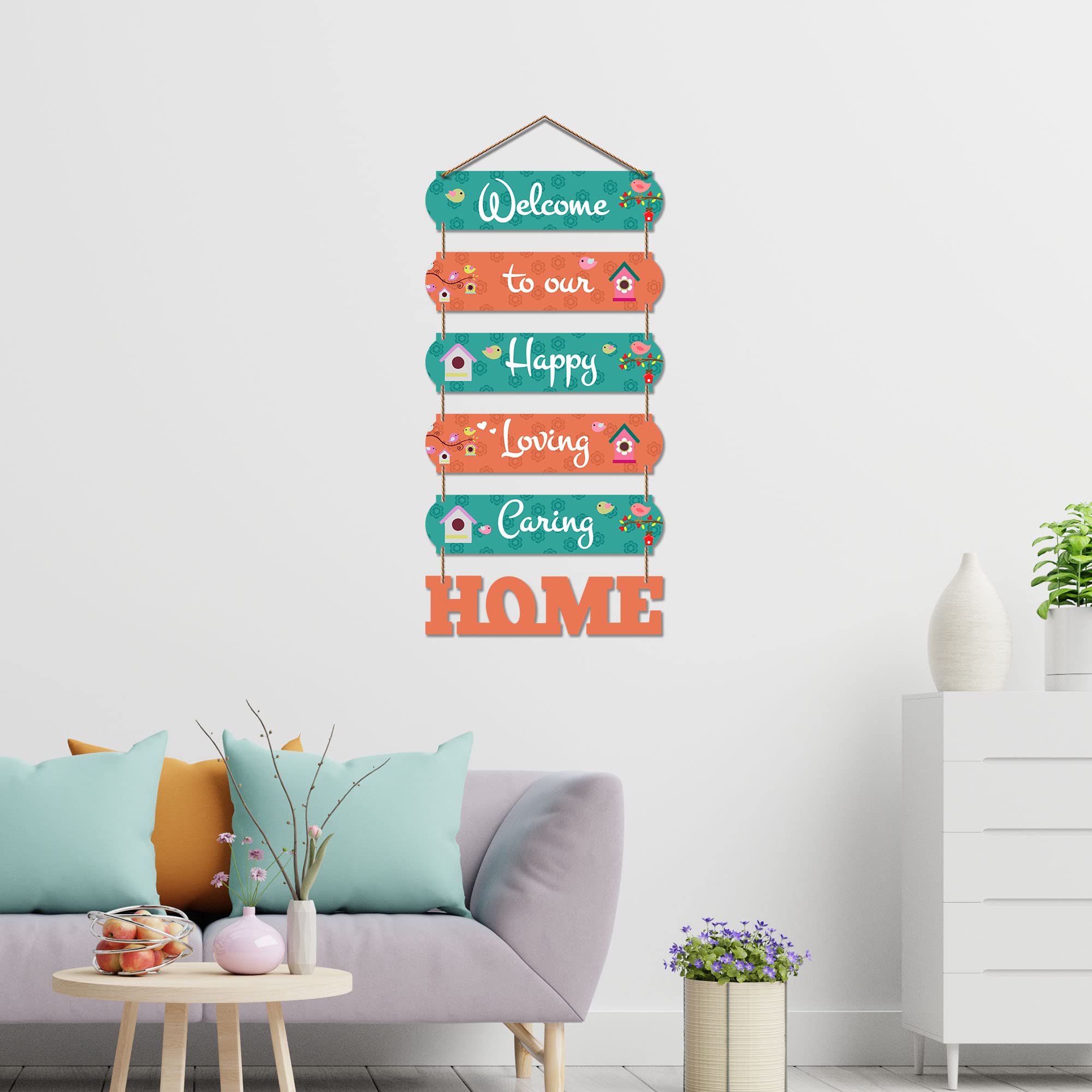 Artvibes Welcome Home Quote Decorative Wall Art MDF Wooden Wall Hanger for Living Room | Bedroom | Gifts | Decor Hanging Ornamen