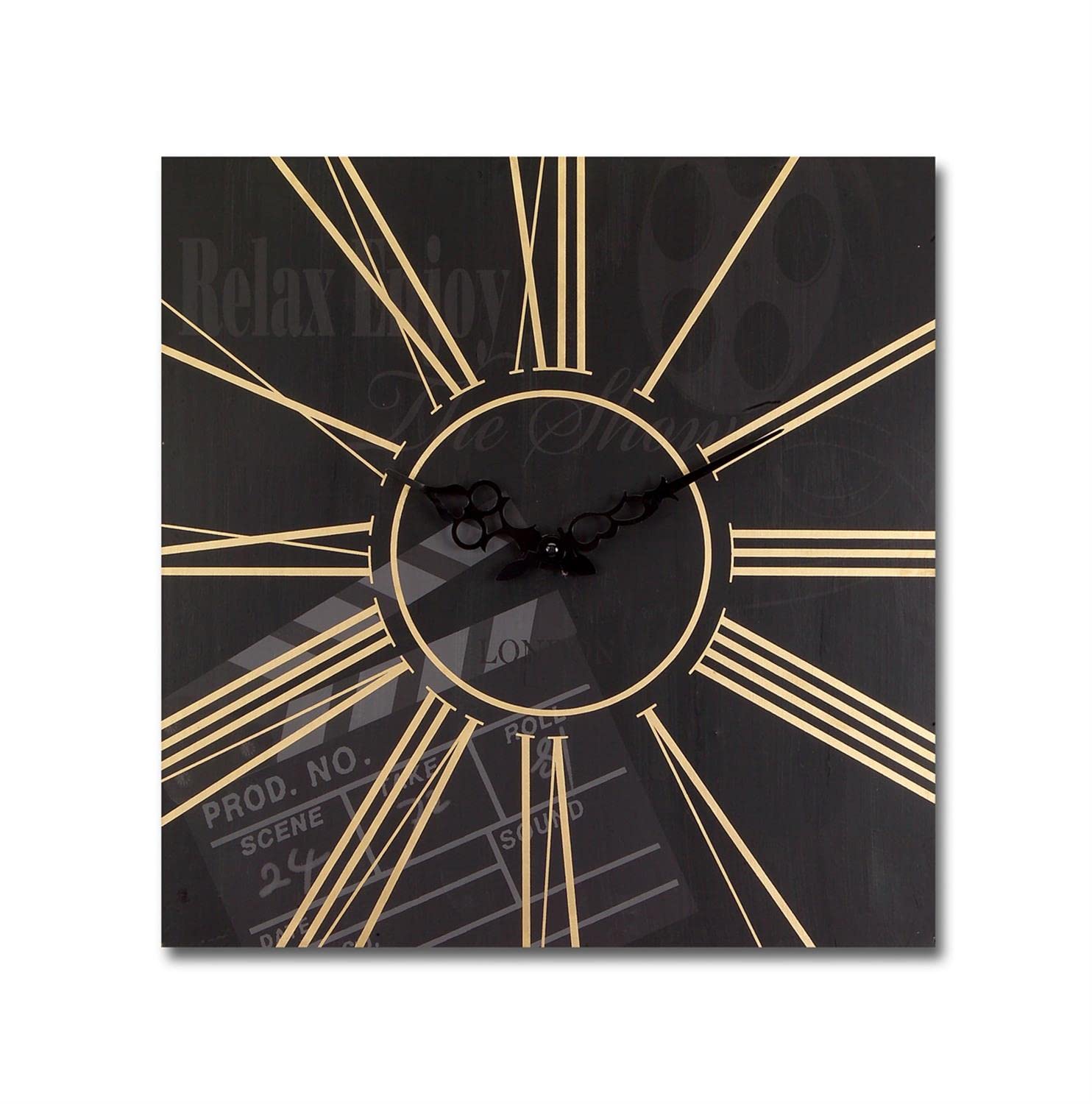 15.5 Black & Gold Movie Clapperboard Decorative Clock