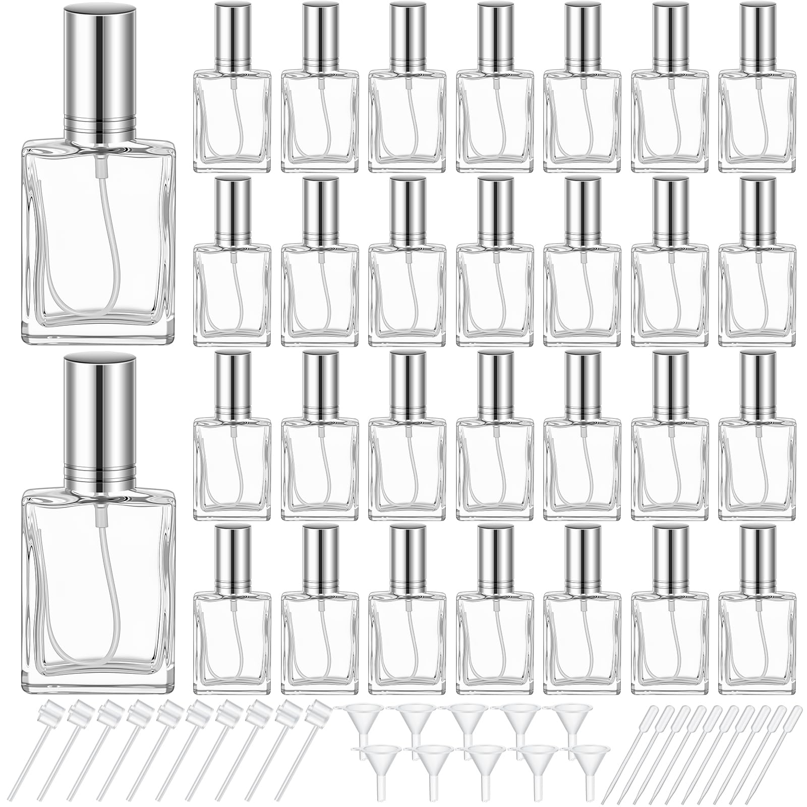 Domensi 30 Pcs 15 Ml Glass Perfume Bottles Mini Glass Empty Spray Atomizer Bottles Bulk Refillable Perfume Dispenser Container W
