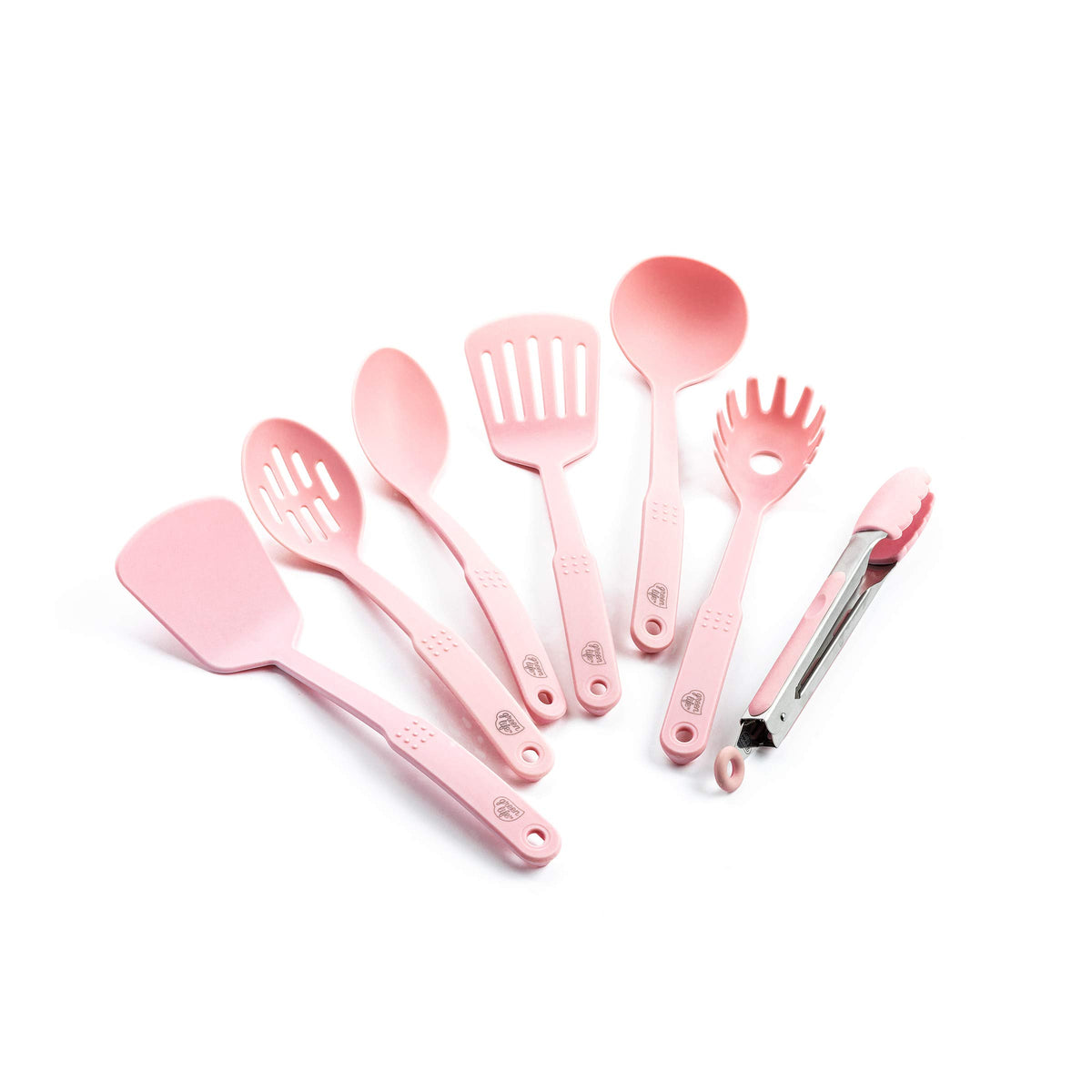 Greenlife Cooking Tools And Utensils, 7 Piece Nylon Set Including Spatulas Turner Spoons And Tongs, Heat Resistant Spatula And S