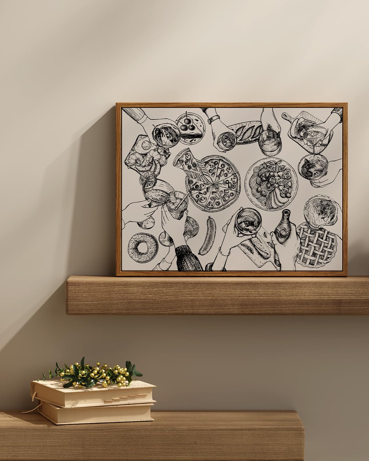 Insimsea Framed Canvas Wall Art Vintage Decor, Hydrangea Floral Pictures Bathroom Wall Decor Aesthetic, Living Room Bedroom Flow