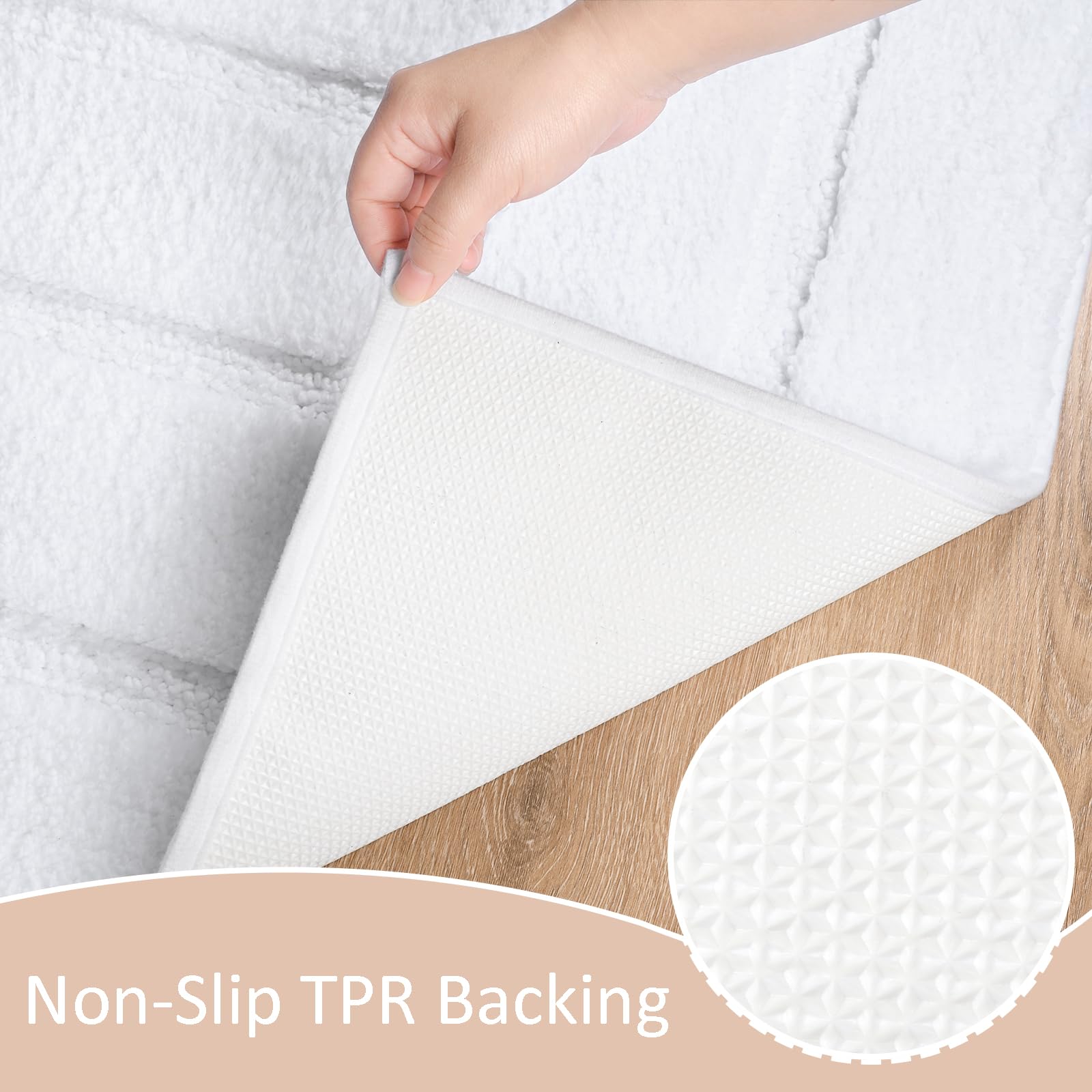 Homore White Bathroom Rugs, 24X60 Inch Long Bathroom Runner Rug, Soft And Absorbent Microfiber Bath Runner Rug, Tpr Backing Non