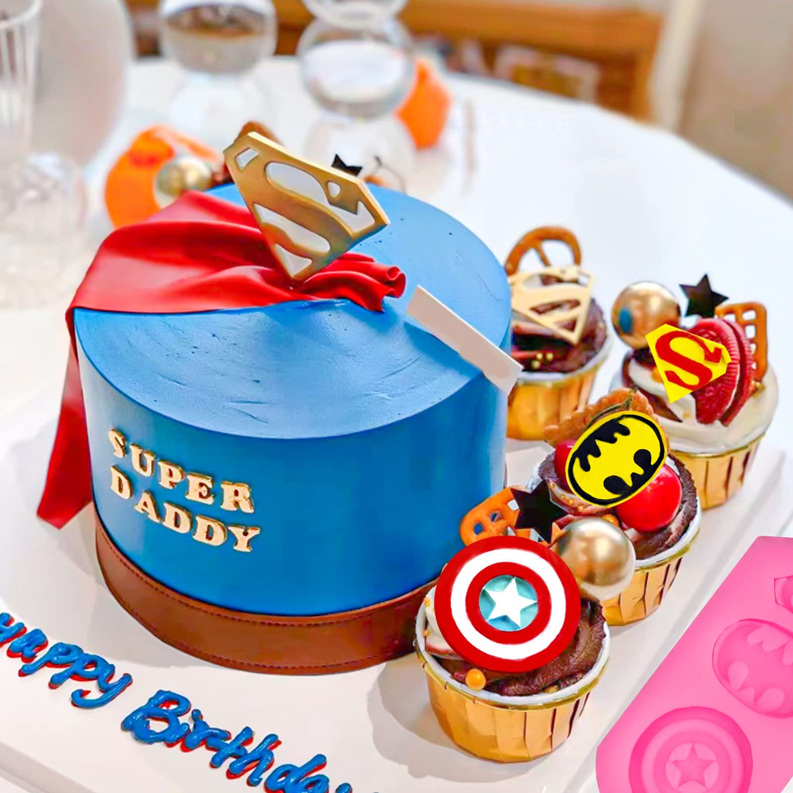 2 Pieces Superhero Silicone Mold Cookie Fondant Molds Candy Chocolate Fondant Molds