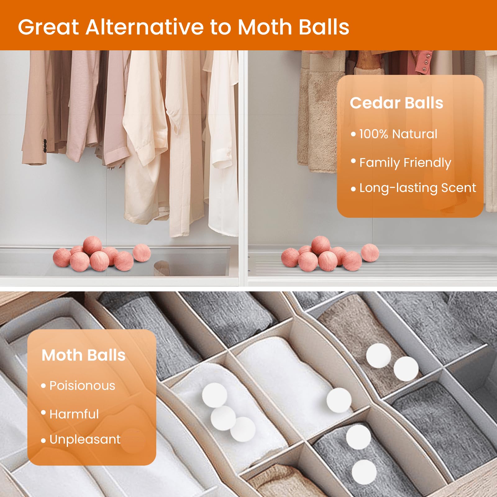 Homode Cedar Blocks For Clothes Storage, 100 Pcs Cedar Balls For Closets And Drawers, Natural Fresh Cedar Wood Chips Cedar Close