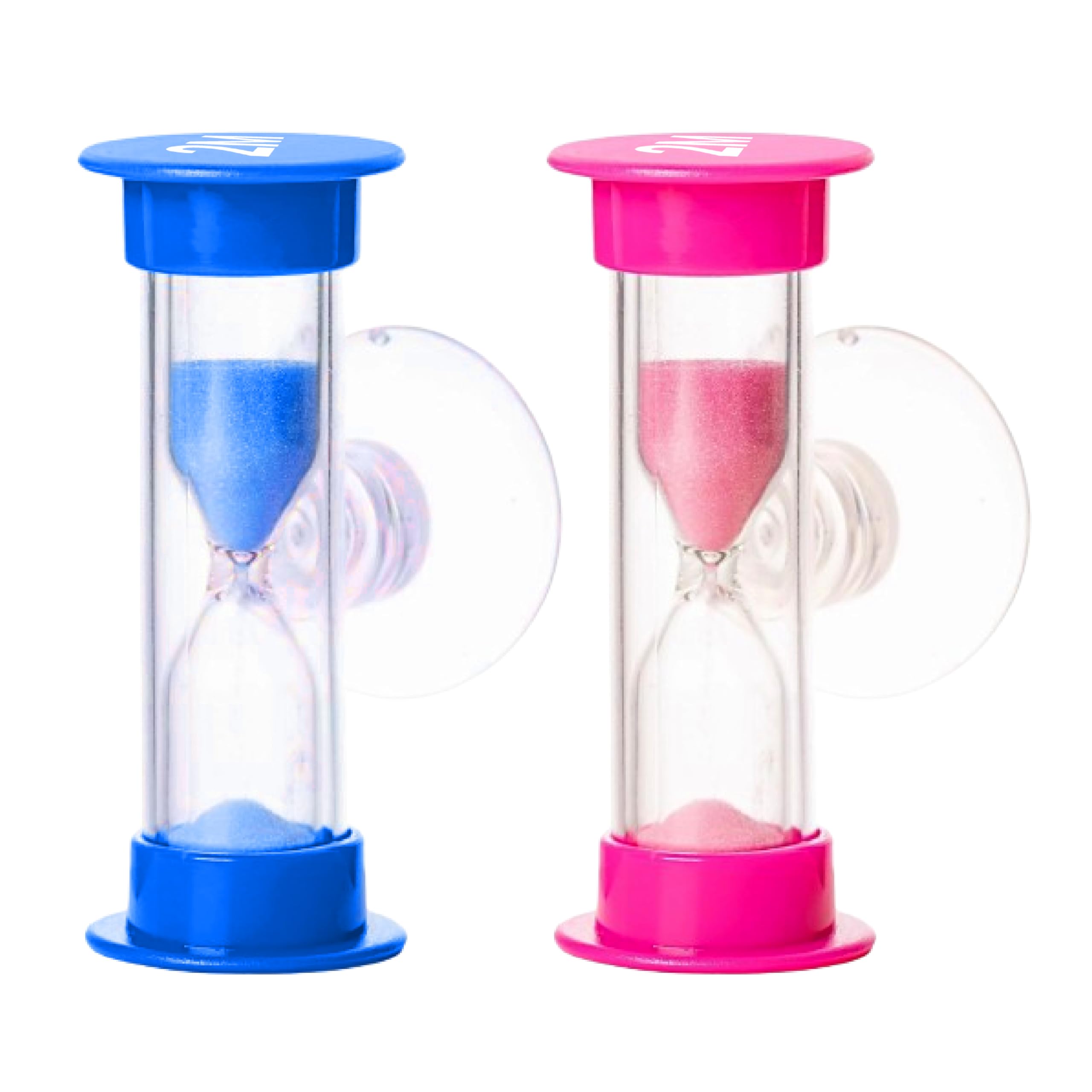 TecaherFav 2-Minute Hourglass Sand Timers with Suction Cup - Set of 2 Unbreakable Plastic Sand Clock Timer for Kids, Classroom, 