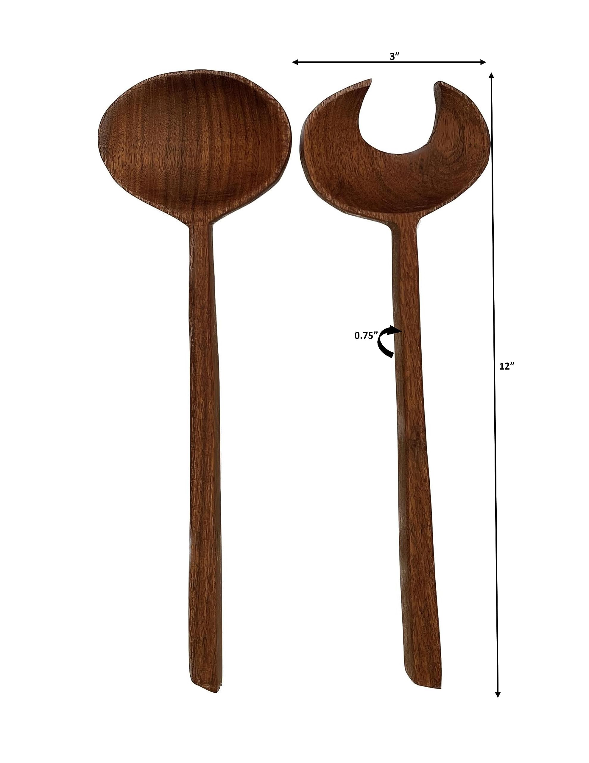 Mountain Woods Set Of 2 Luxury & Elegant Acacia Salad Server/Utensil Set - 12''