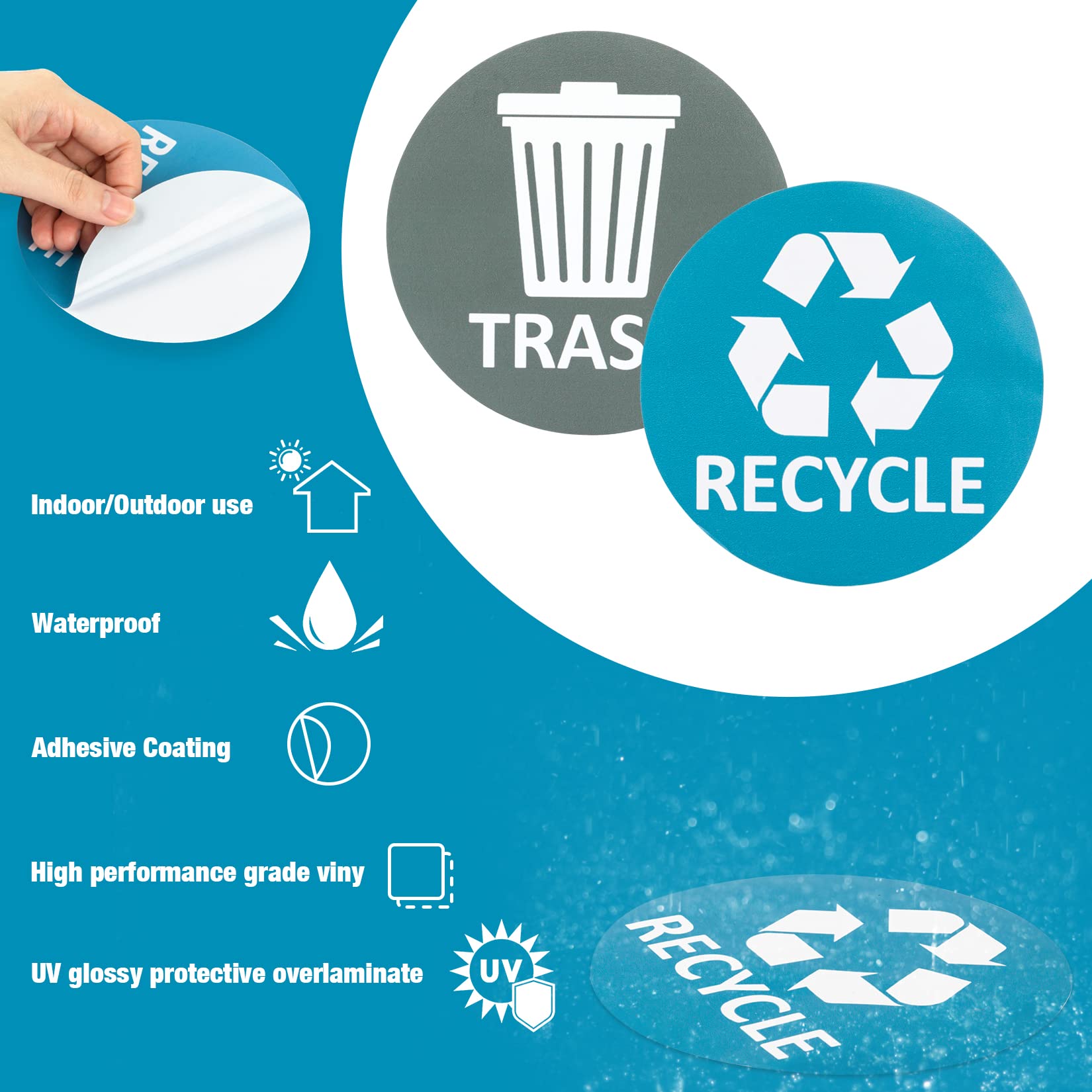 Sukh 6 Pack Recycle Sticker For Trash Can Large Sign Garbage Recycling Sticker Reuse Recycle Vinyl Perfect For Kitchen Necessity