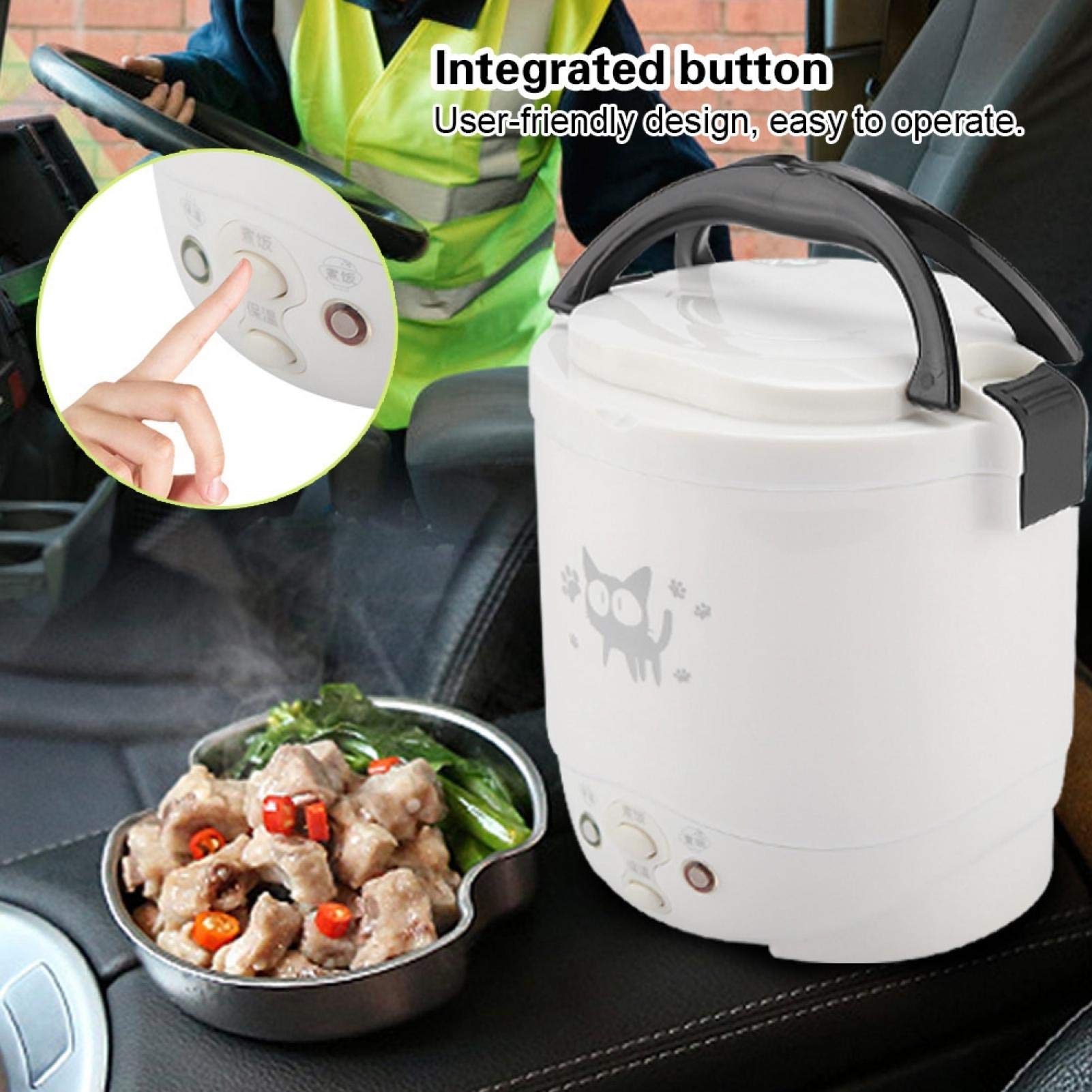 1L Mini Rice Cooker, 12V Electric Lunch Box Portable Travel Rice Cooker For Car Multifunctional Electric Food Steamer Rice Cooke
