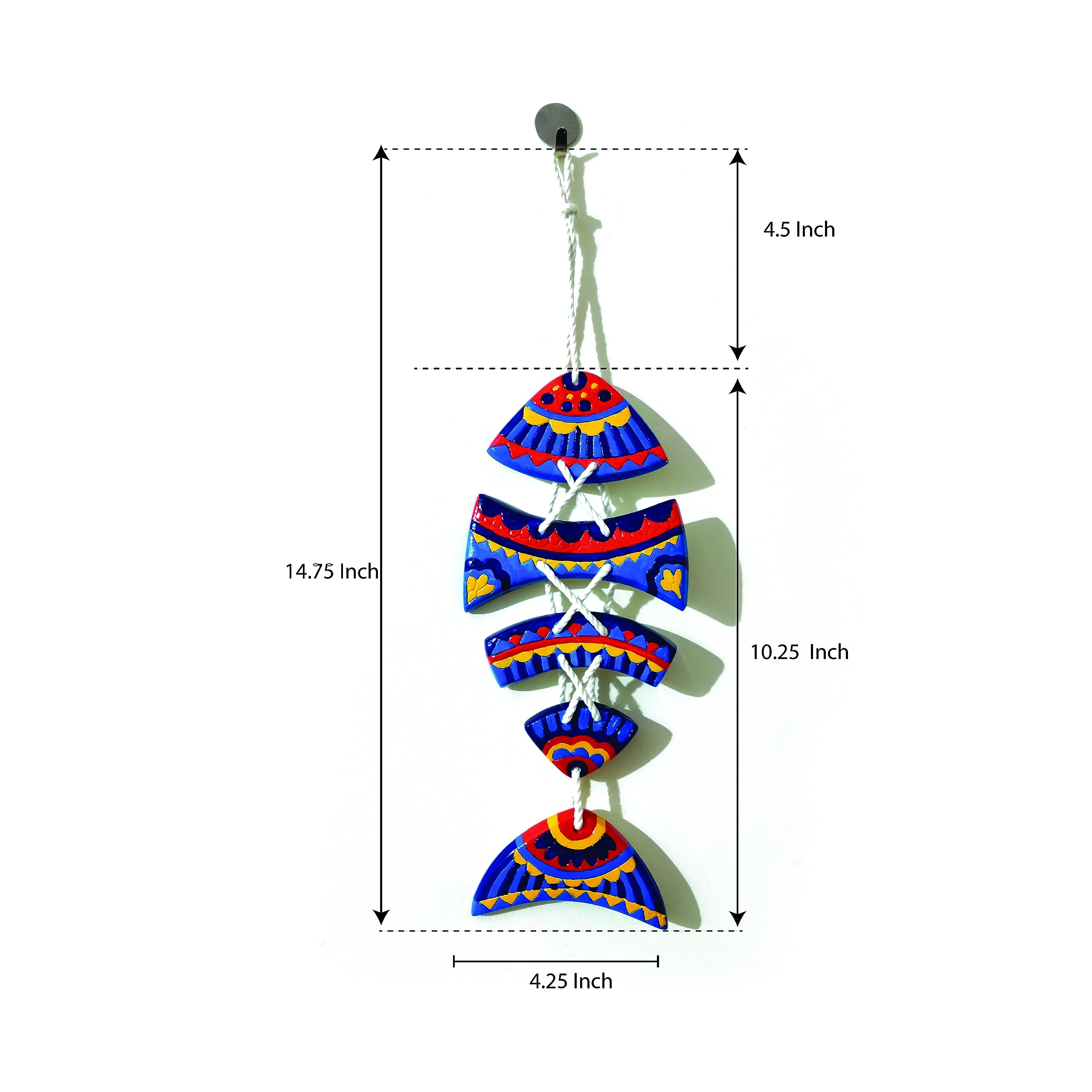 Wall Hanging Fish Sculpture Handmade Craft Ethnic Print For Home Decoration | Door Hanging | Living Room | Bedroom | Office | Gi