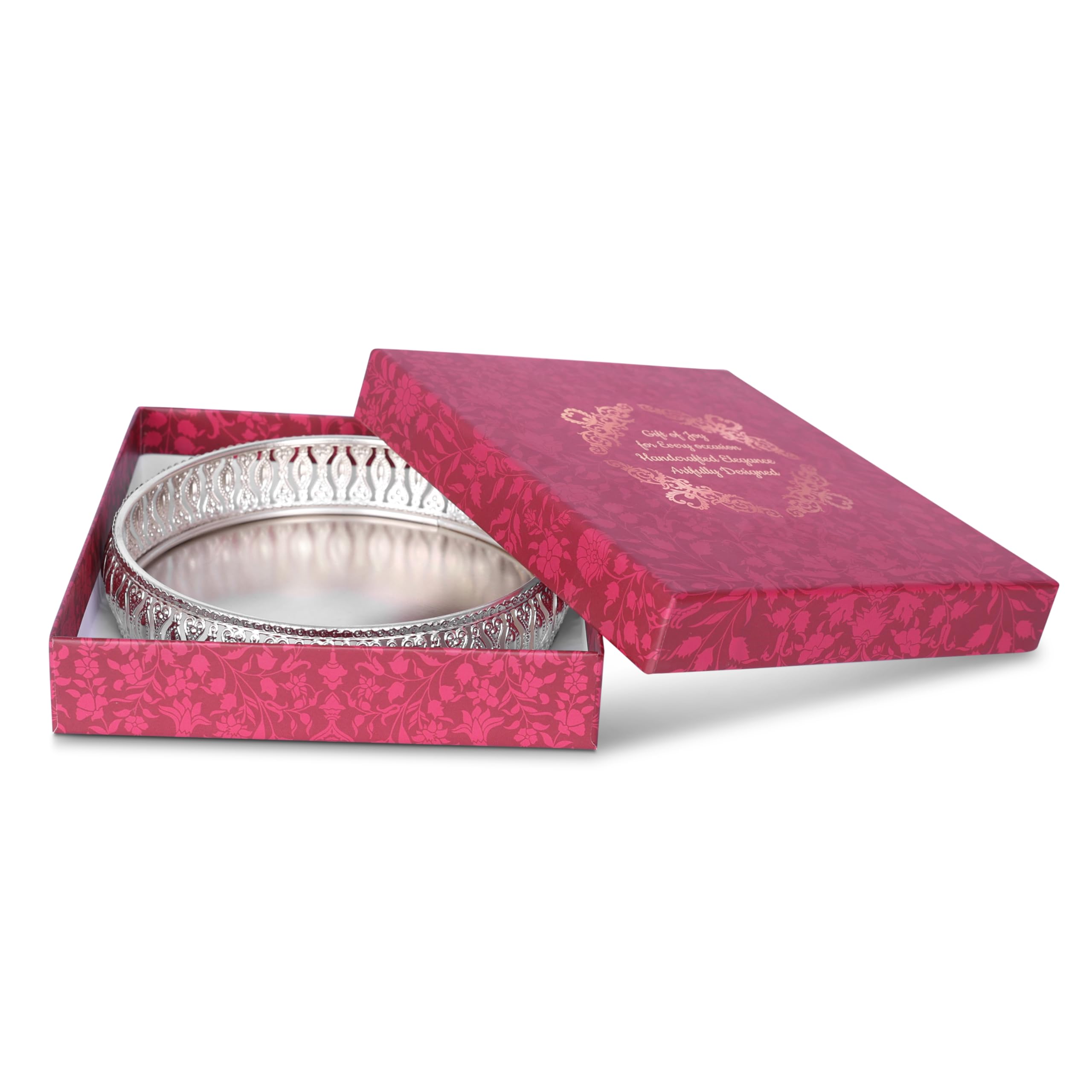 Design Decor Gallery Round German Silver Plated Tray| Round Decorative Tray |Best Gift For Pooja|Diwali | Anniversary | House Wa
