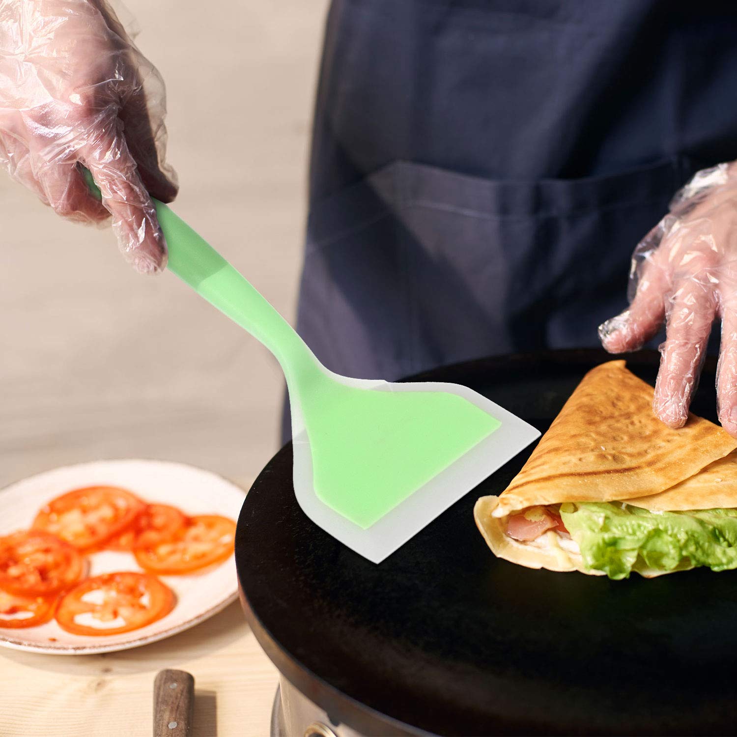 Shappy 2 Pcs Wide Silicone Spatula Tamagoyaki Spatula Shovel Turner Nonstick Fried Shovel Fish Spatula Silicone Wide Flexible Tu