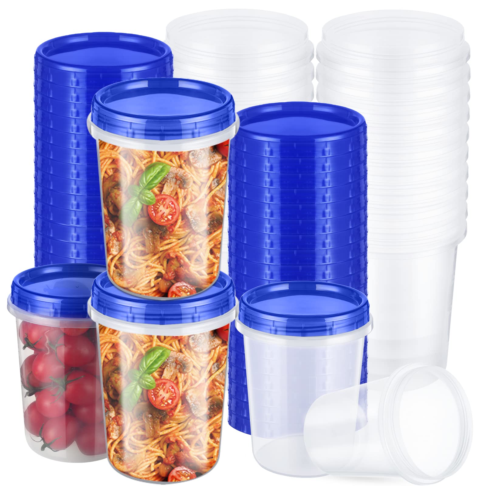 24 Pcs 32 Oz Food Storage Freezer Container With Twist Top Lids Reusable Plastic Soup Food Containers With Screw On Lids Leakpro