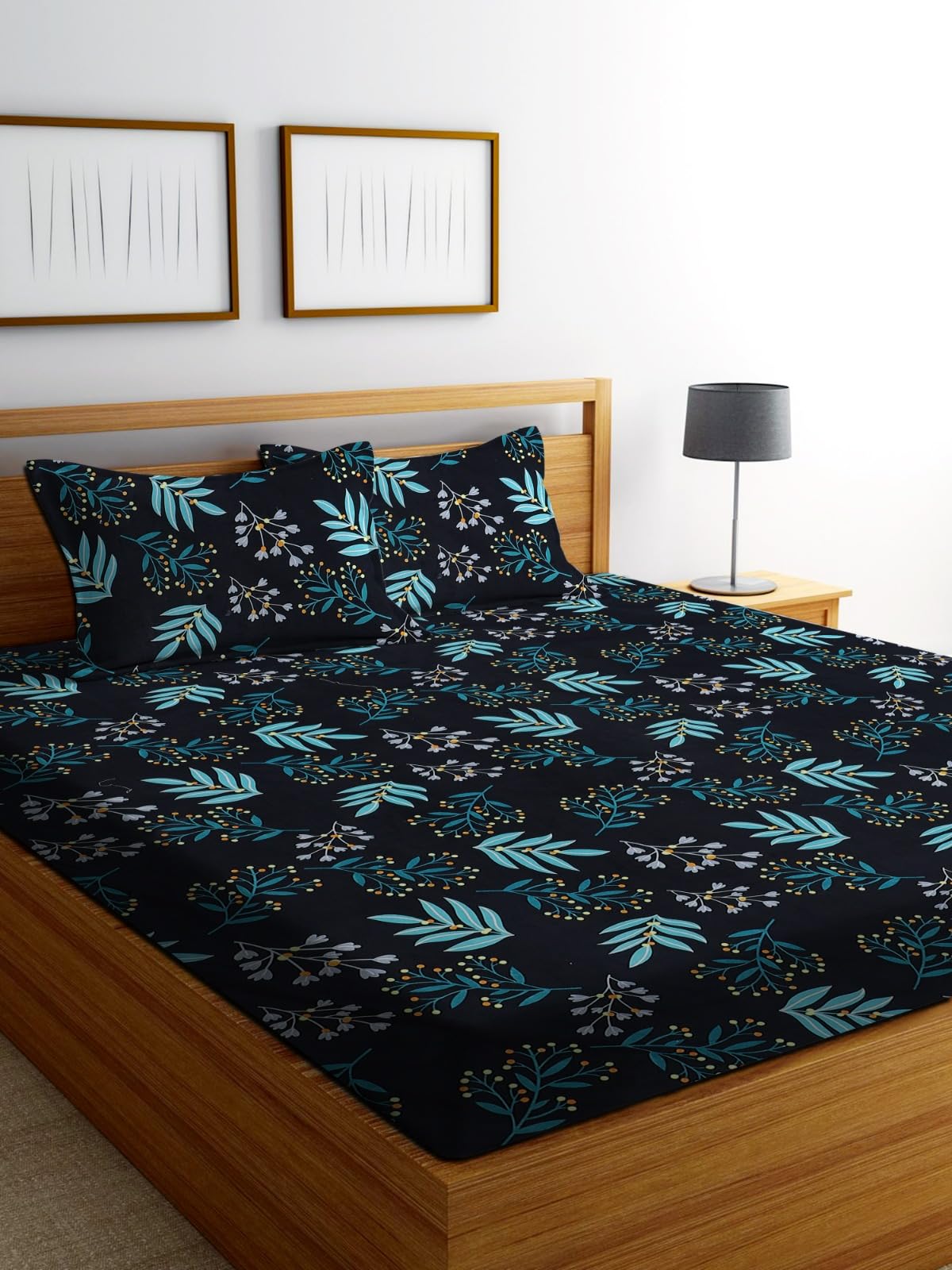 Decorum Glace Cotton Printed Size 90 X 90 Double Bed Bedsheet With 2 Pillow Cover
