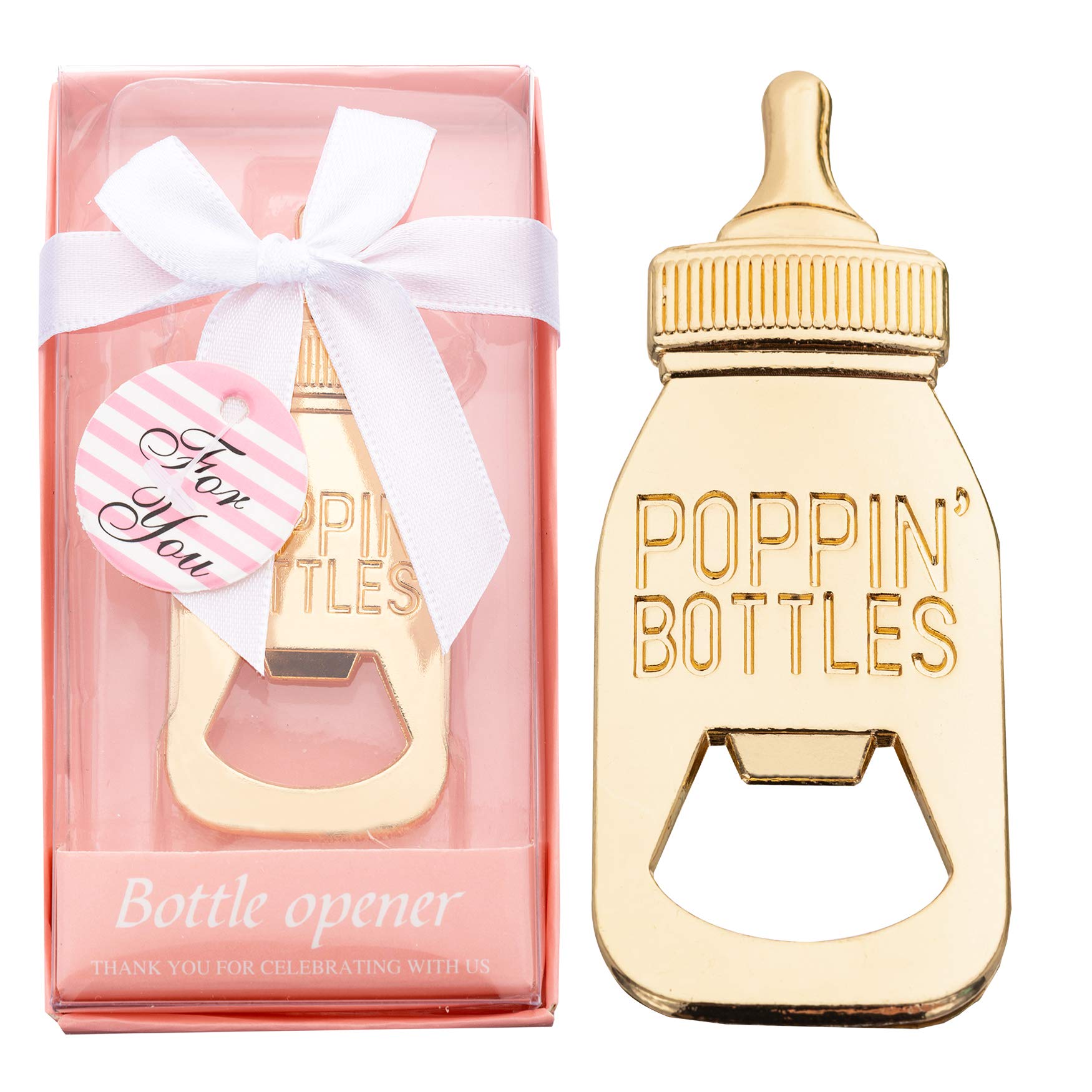 24 Packs Poppin Bottle Opener For Baby Shower Favors,Gifts,Decorations And Souvenirs For Guests