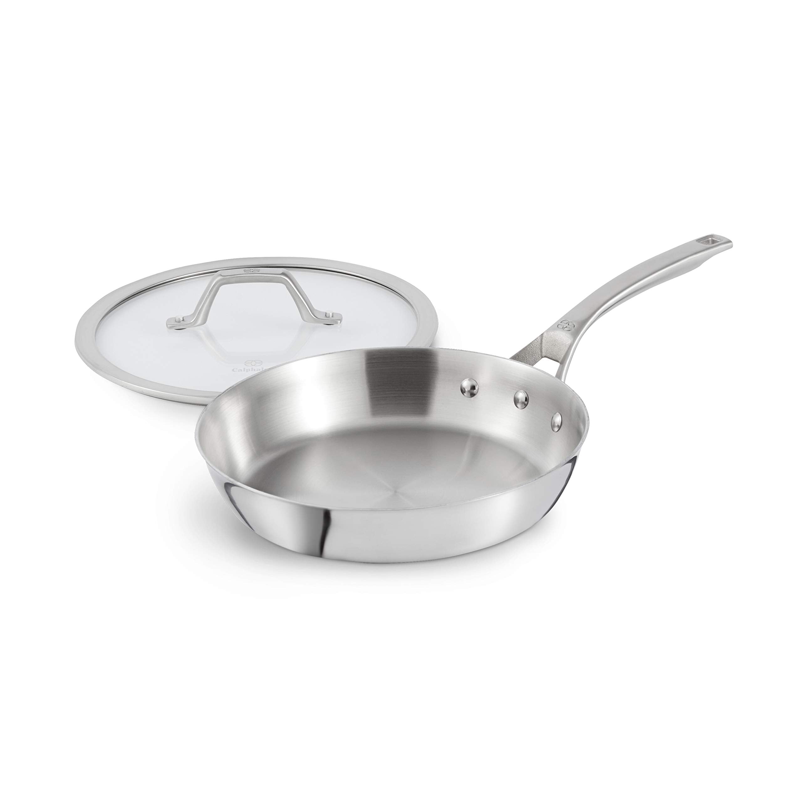 Calphalon 1948246 Signature Stainless Steel Covered Skillet, 10, Silver