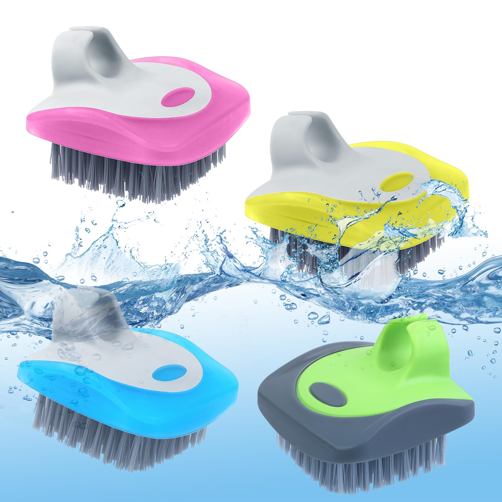 Aodaer 4 Piece Vegetable Brush Potato Scrubber Brush Silicone Hard And Soft Side Fruit Cleaning Tools For Delicate Or Tough-Skin