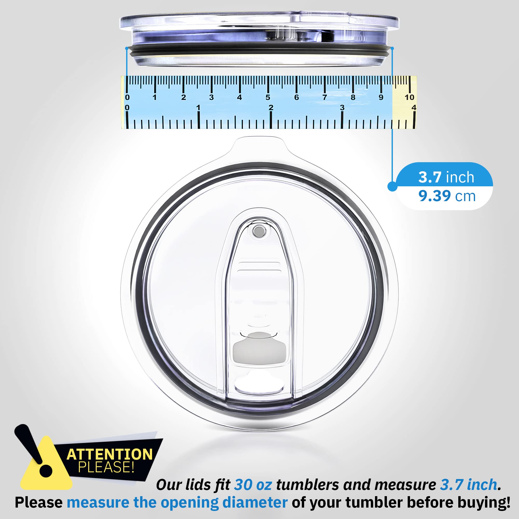 30 Oz Pack Of 1 Replacement Lid For Yeti Tumblers - 3.7 Inch Diameter - Spill Proof Lids Silicon Sliding Covers, Fits Yeti Tumbl