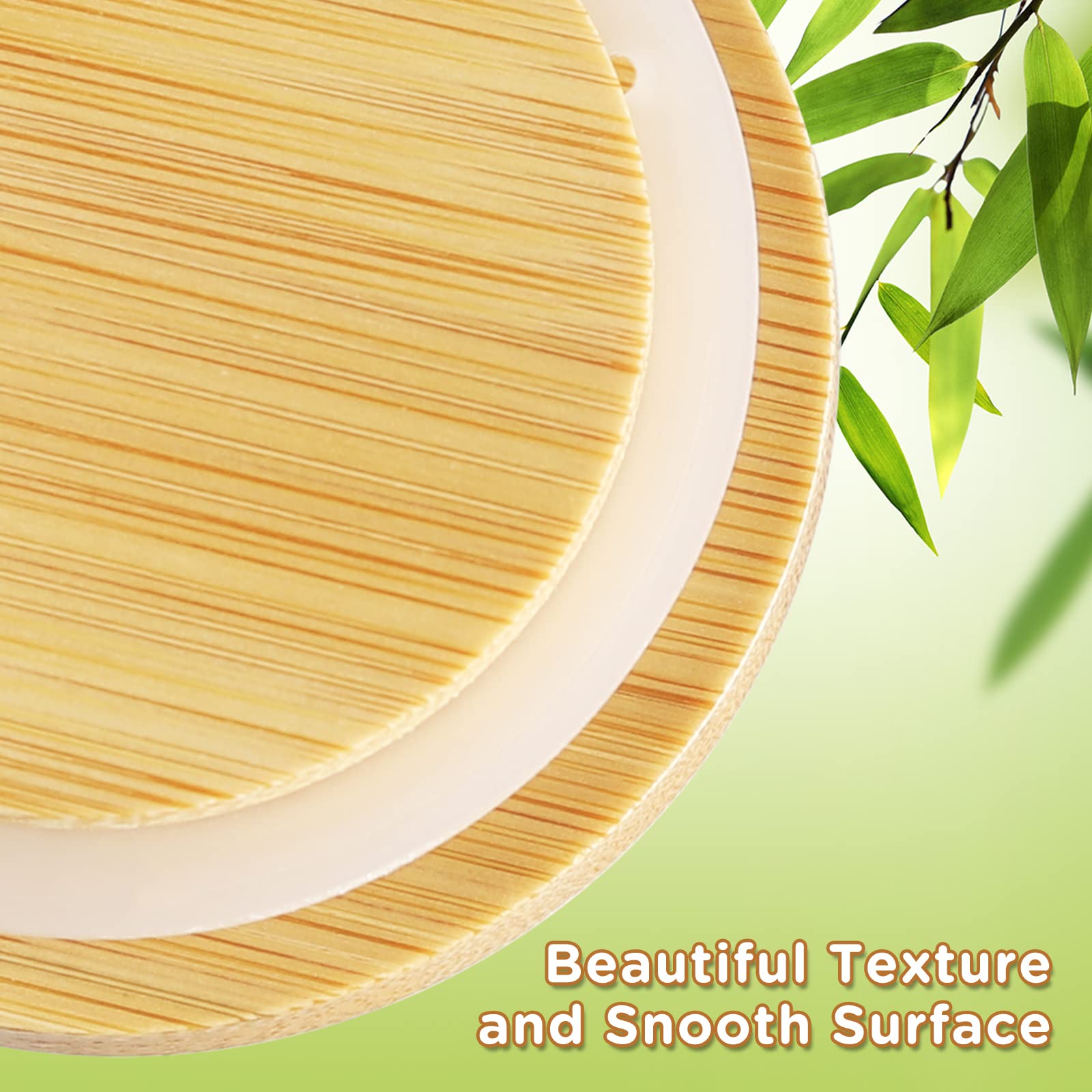 8 Pack 86mm Wide Mouth Bamboo Mason Jar Lids with Straw Hole  SBMKK Bamboo Caps Glass Drinking Jars Lid