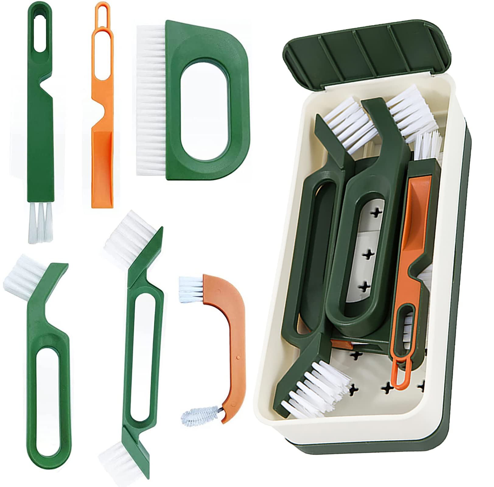 Kitchen Scrub Brush Set With Ergonomic Handle, Deep Cleaning Brushes With Hanging Hole, Include Dish Brush, Grout Brush, Groove