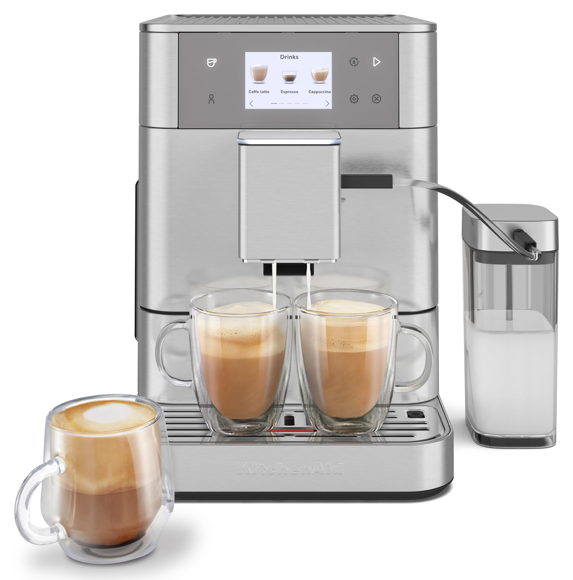 Kitchenaid Fully Automatic Espresso Machine Kf7 With Milk Attachment, Kes8557Sx, Stainless Steel