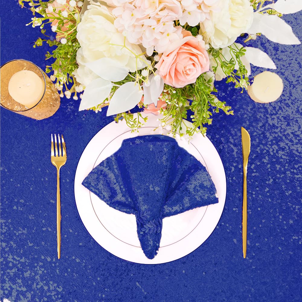Fyledaee Royal Blue Sequin Tablecloth 60X120 Inch Rectangular Glitter Shiny Table Cover For Christmas Wedding Baby Shower Birthd