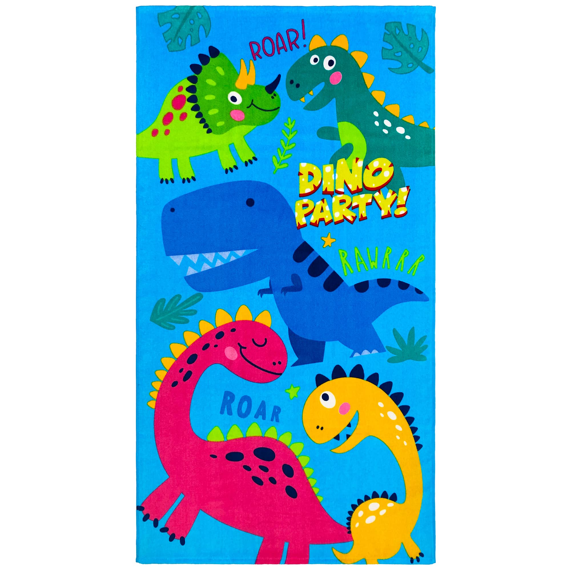 Beachland Dinosaur Beach Towel 28 X 51 Inch 100% Cotton (1 Towel, Dino Party)